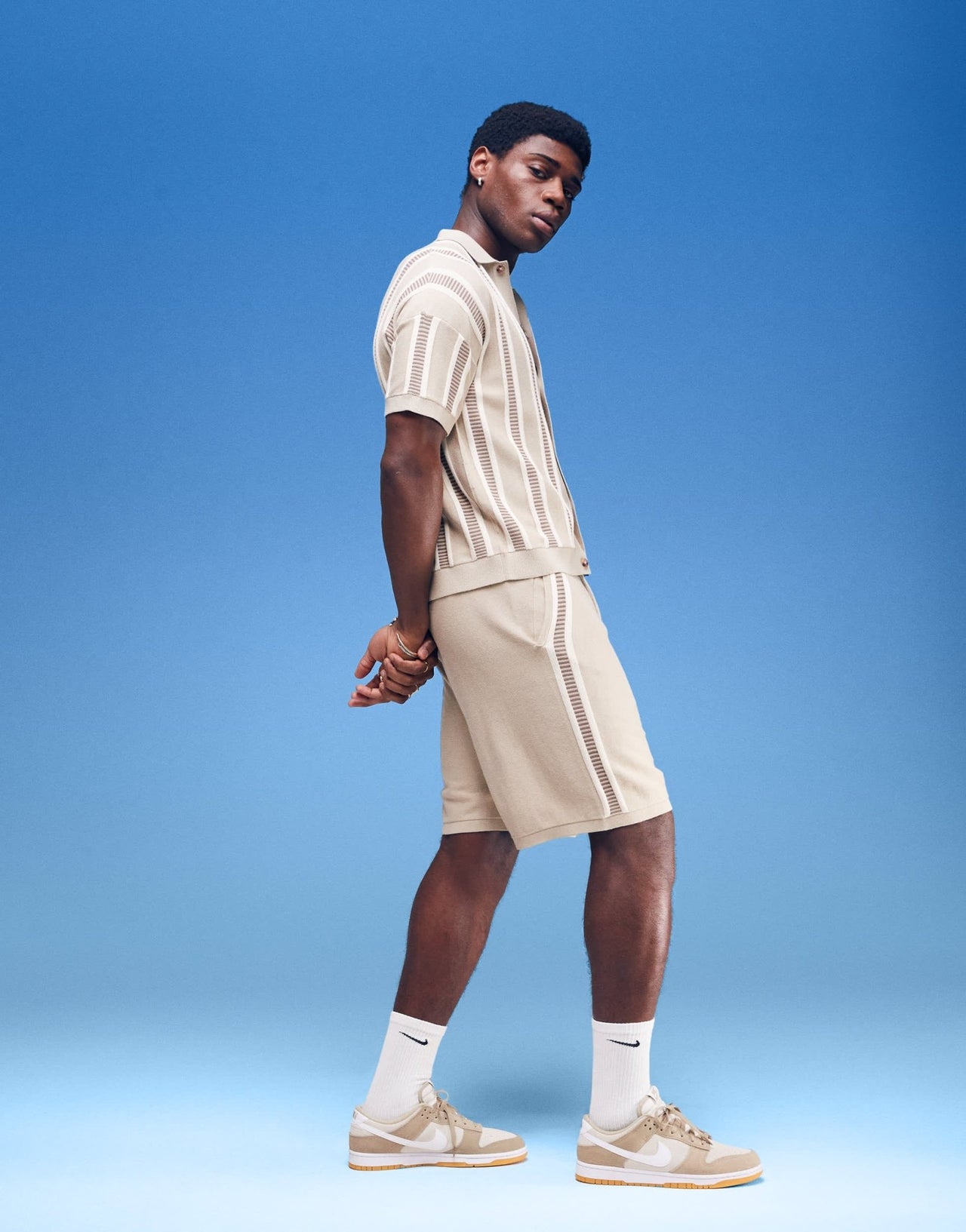 ASOS DESIGN oversized knitted textured short co - ord in beige - ASOS Sample Sale