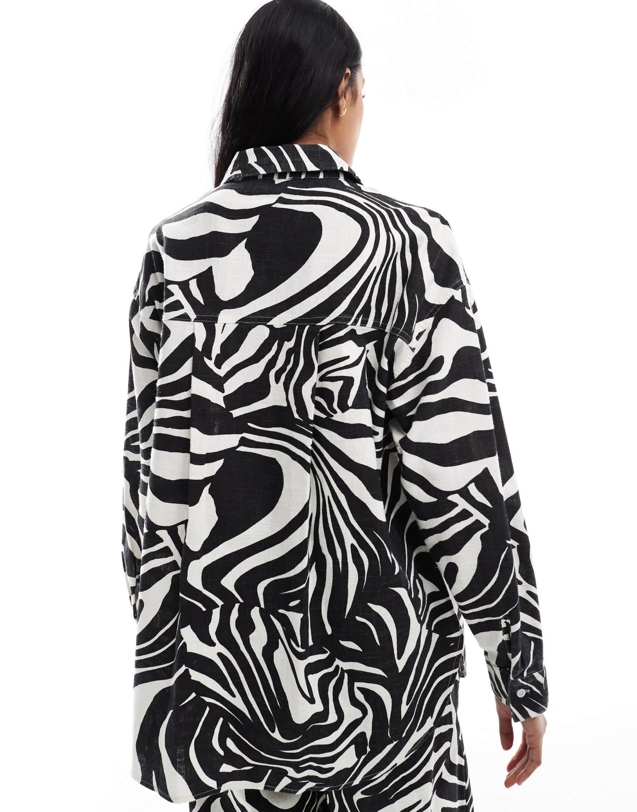 ASOS DESIGN oversized linen look shirt co - ord in spliced zebra print - ASOS Sample Sale
