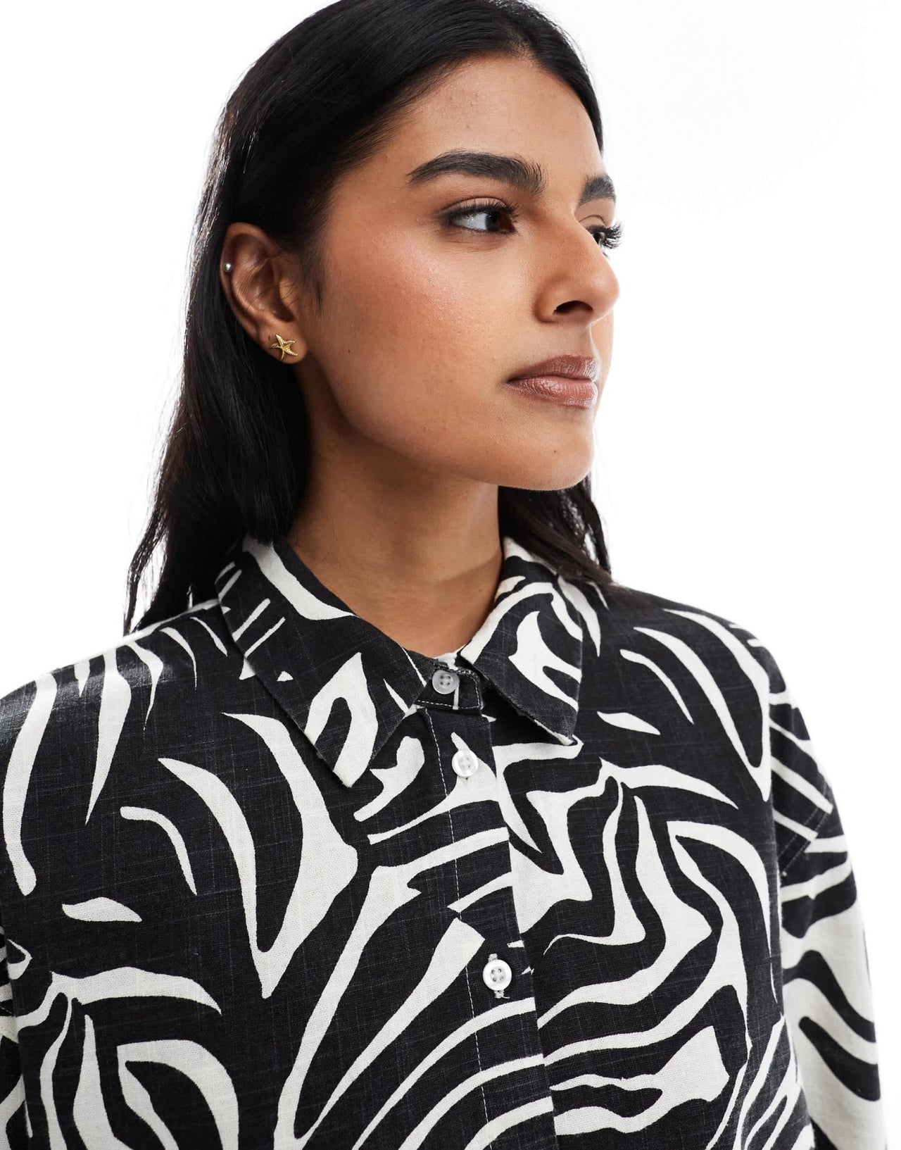 ASOS DESIGN oversized linen look shirt co - ord in spliced zebra print - ASOS Sample Sale