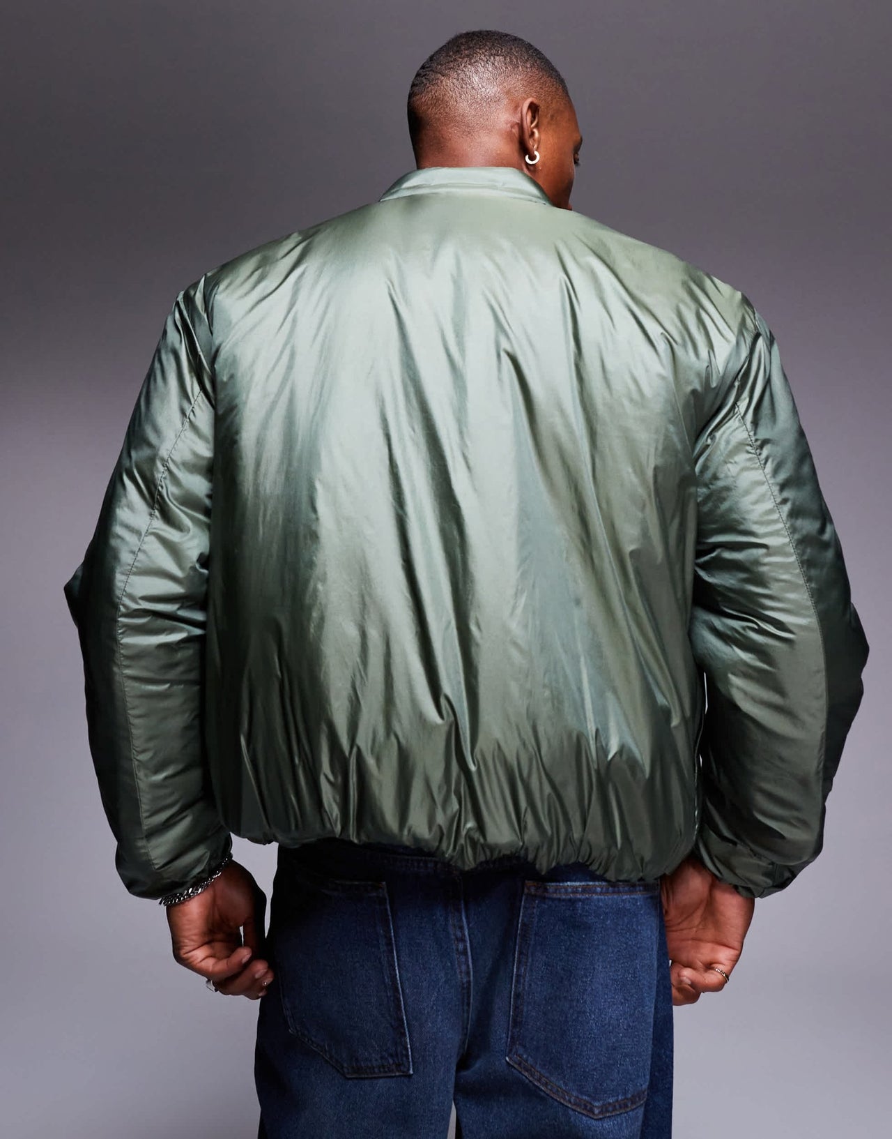 ASOS DESIGN oversized mono wadded puffer jacket in metallic green - ASOS Sample Sale