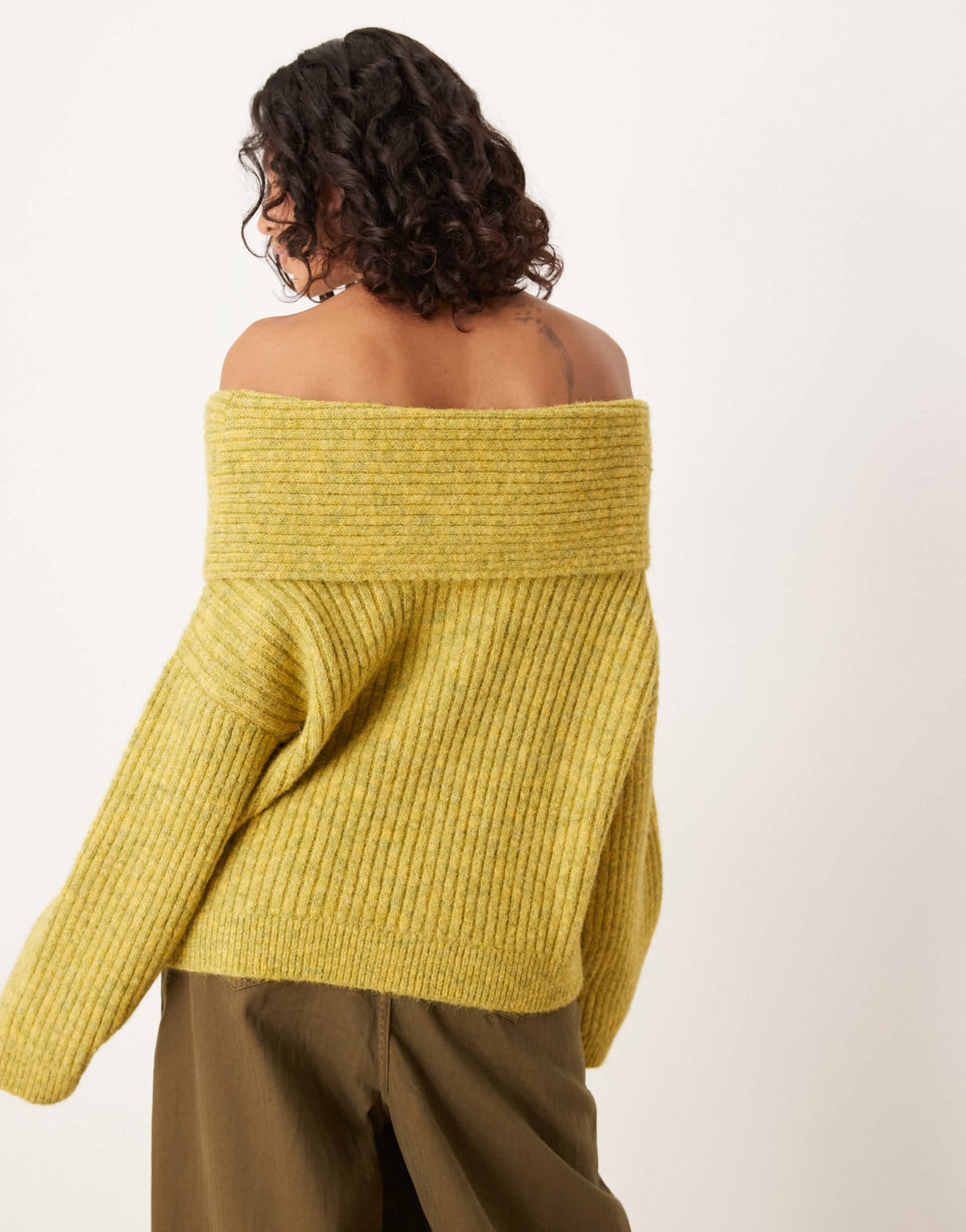 ASOS DESIGN oversized off shoulder jumper with wool in olive - ASOS Sample Sale