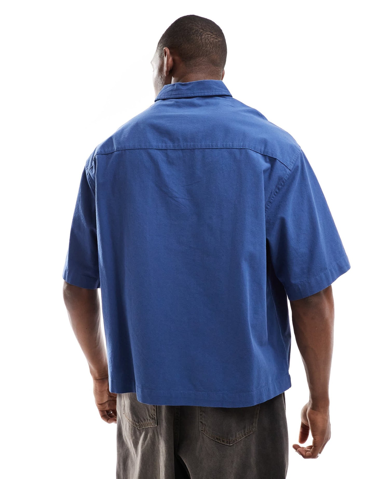 ASOS DESIGN oversized overhead boxy textured shirt in blue - ASOS Sample Sale