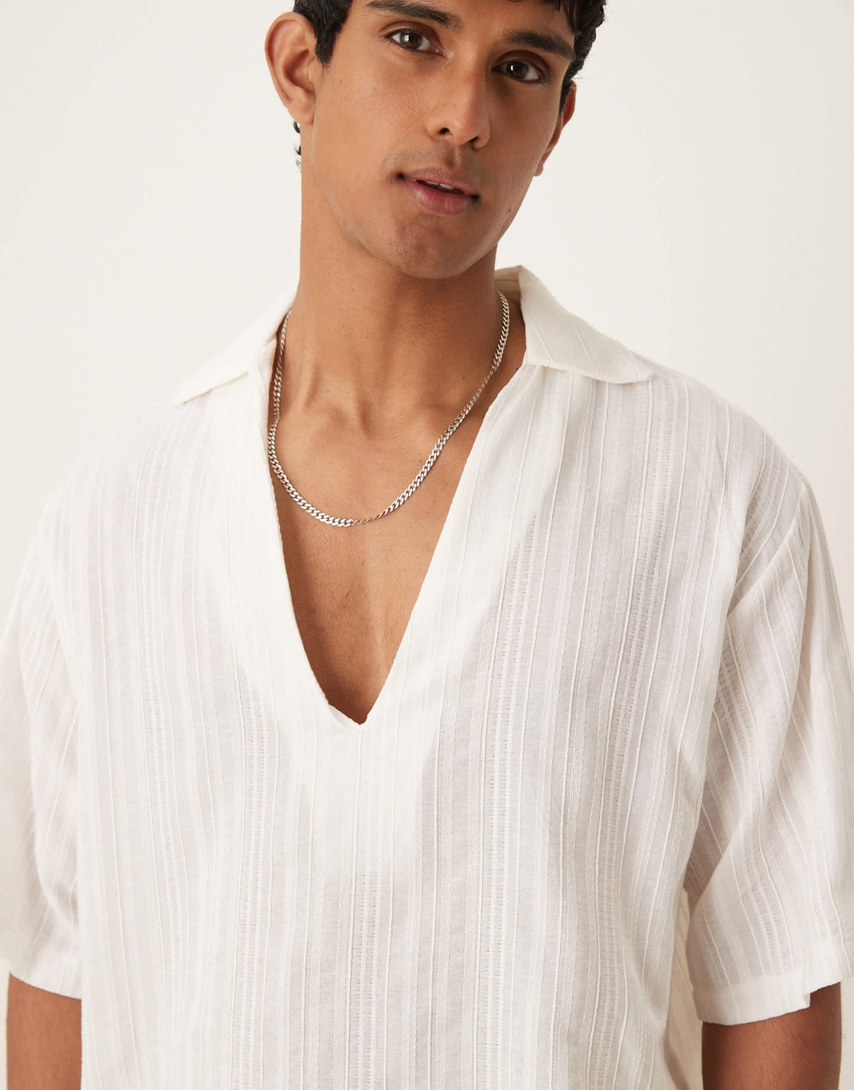 ASOS DESIGN oversized overhead shirt in light white texture - ASOS Sample Sale
