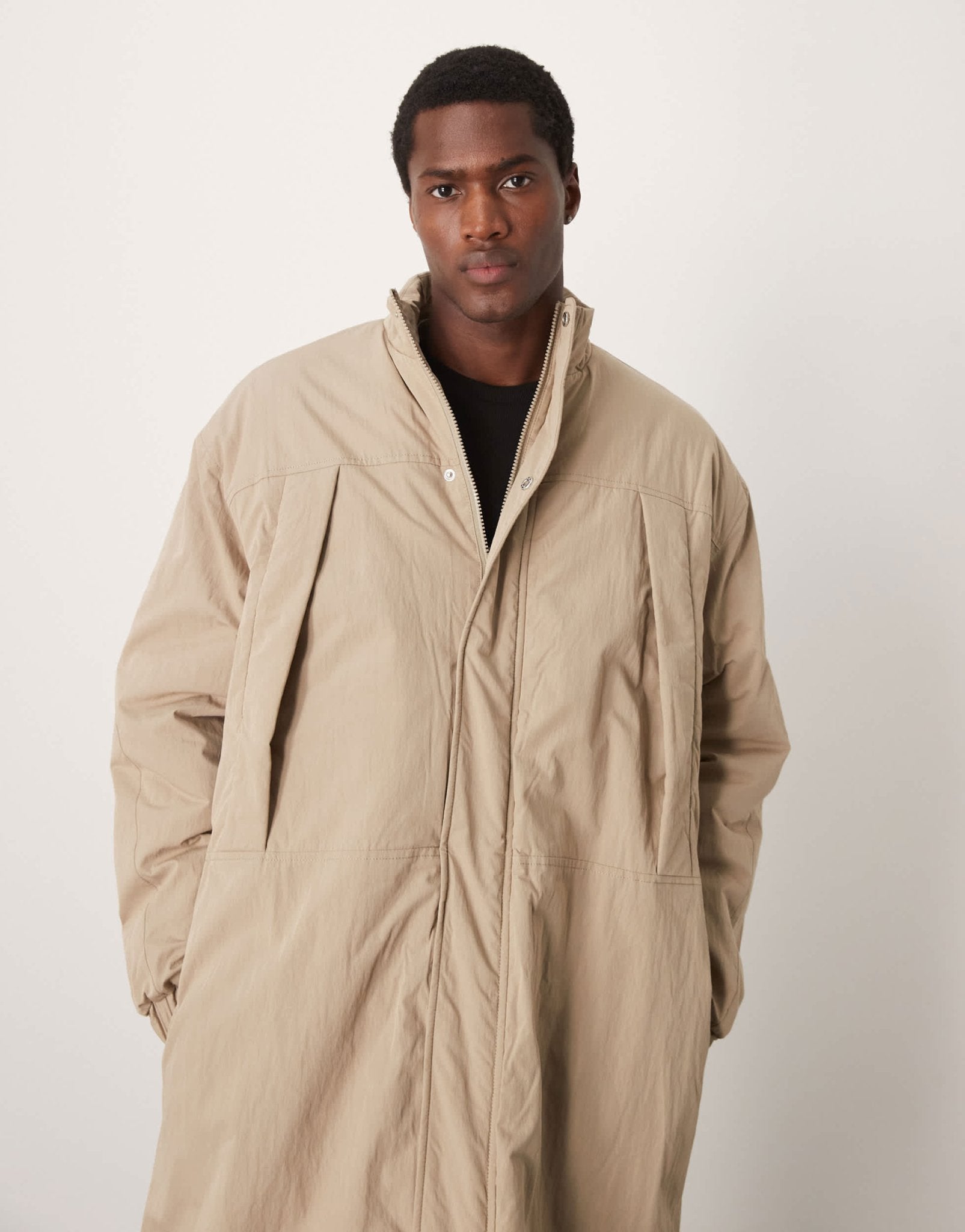 ASOS DESIGN oversized parka jacket in stone - ASOS Sample Sale