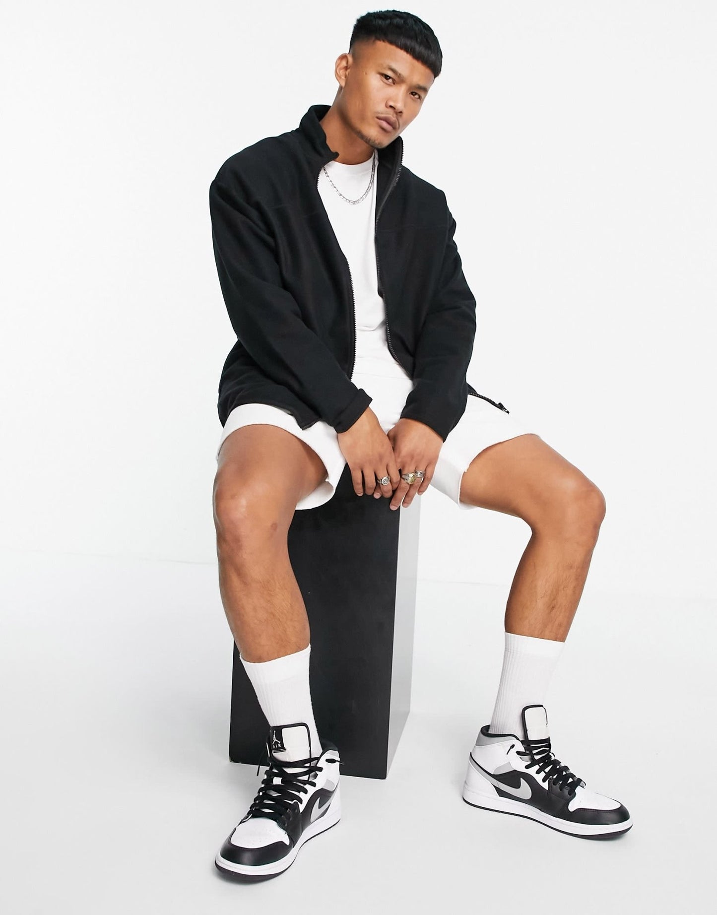 ASOS DESIGN oversized polar fleece track jacket in black - ASOS Sample Sale