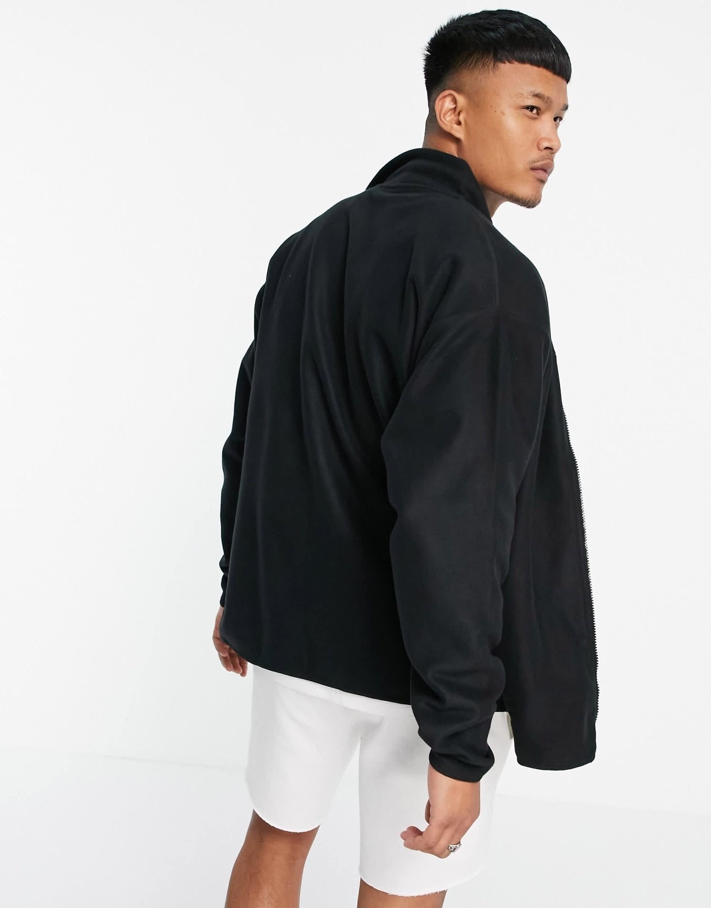 ASOS DESIGN oversized polar fleece track jacket in black - ASOS Sample Sale