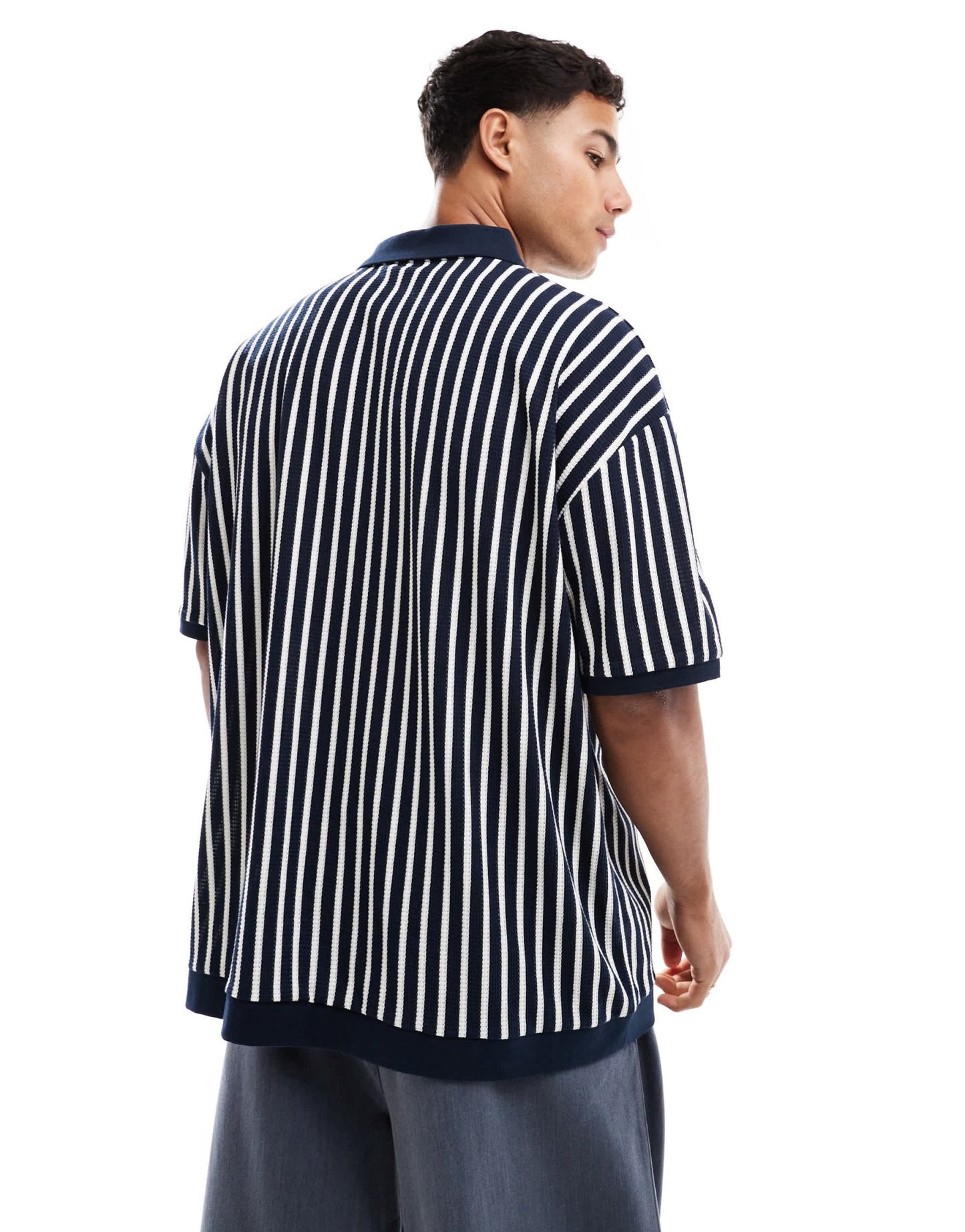 ASOS DESIGN oversized polo in black and white stripe - ASOS Sample Sale