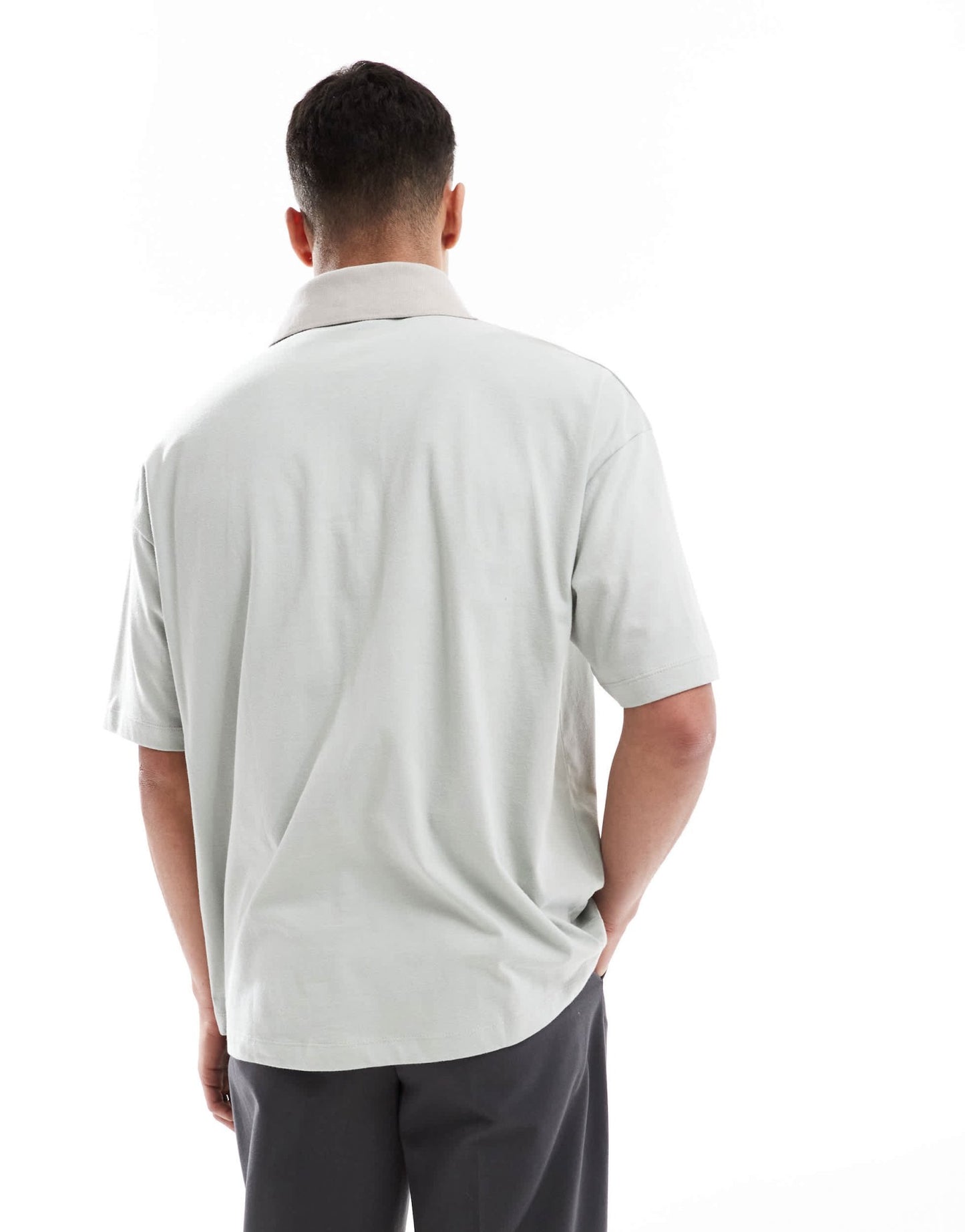 ASOS DESIGN oversized polo with text graphic in grey - ASOS Sample Sale