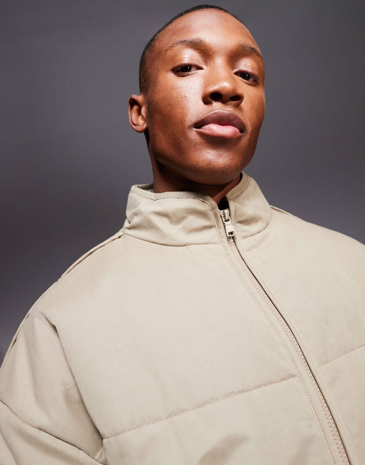 ASOS DESIGN oversized puffer jacket in stone - ASOS Sample Sale