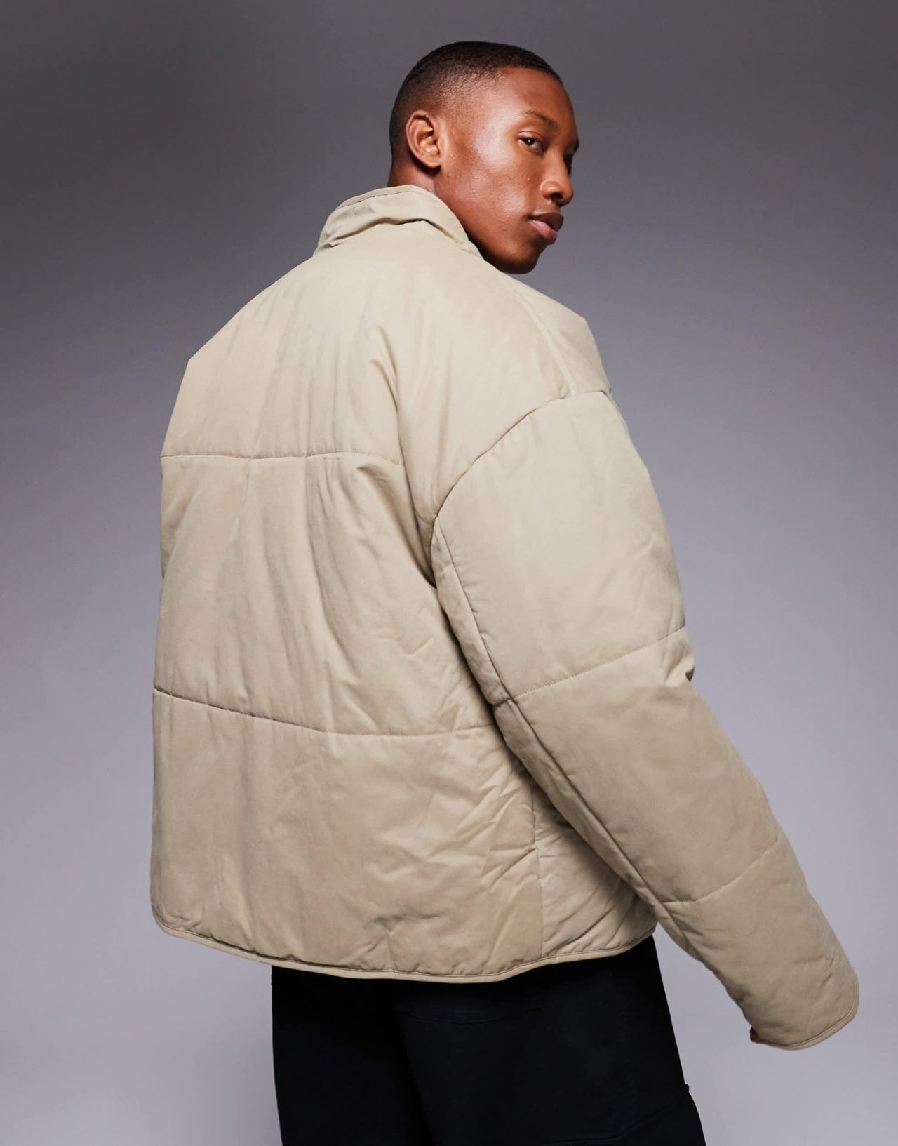 ASOS DESIGN oversized puffer jacket in stone - ASOS Sample Sale