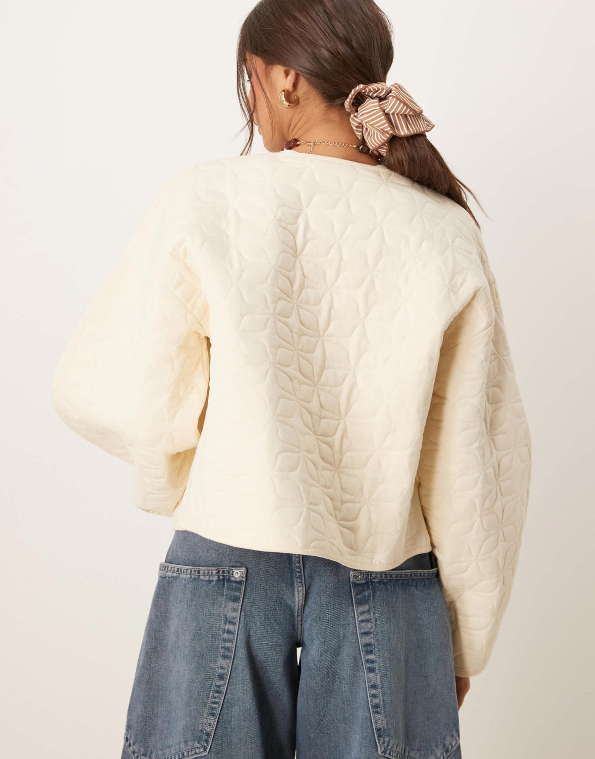 ASOS DESIGN oversized quilted jacket with cocoon sleeve in washed cream - ASOS Sample Sale