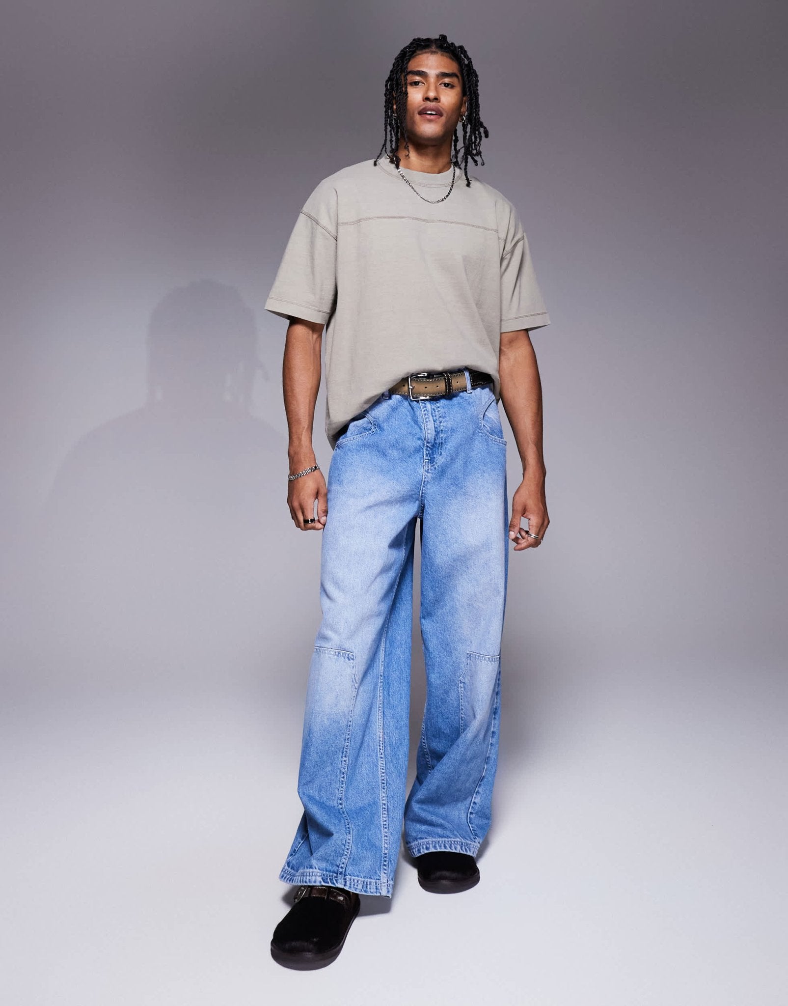 ASOS DESIGN oversized seam detail washed t-shirt in stone - ASOS Sample Sale