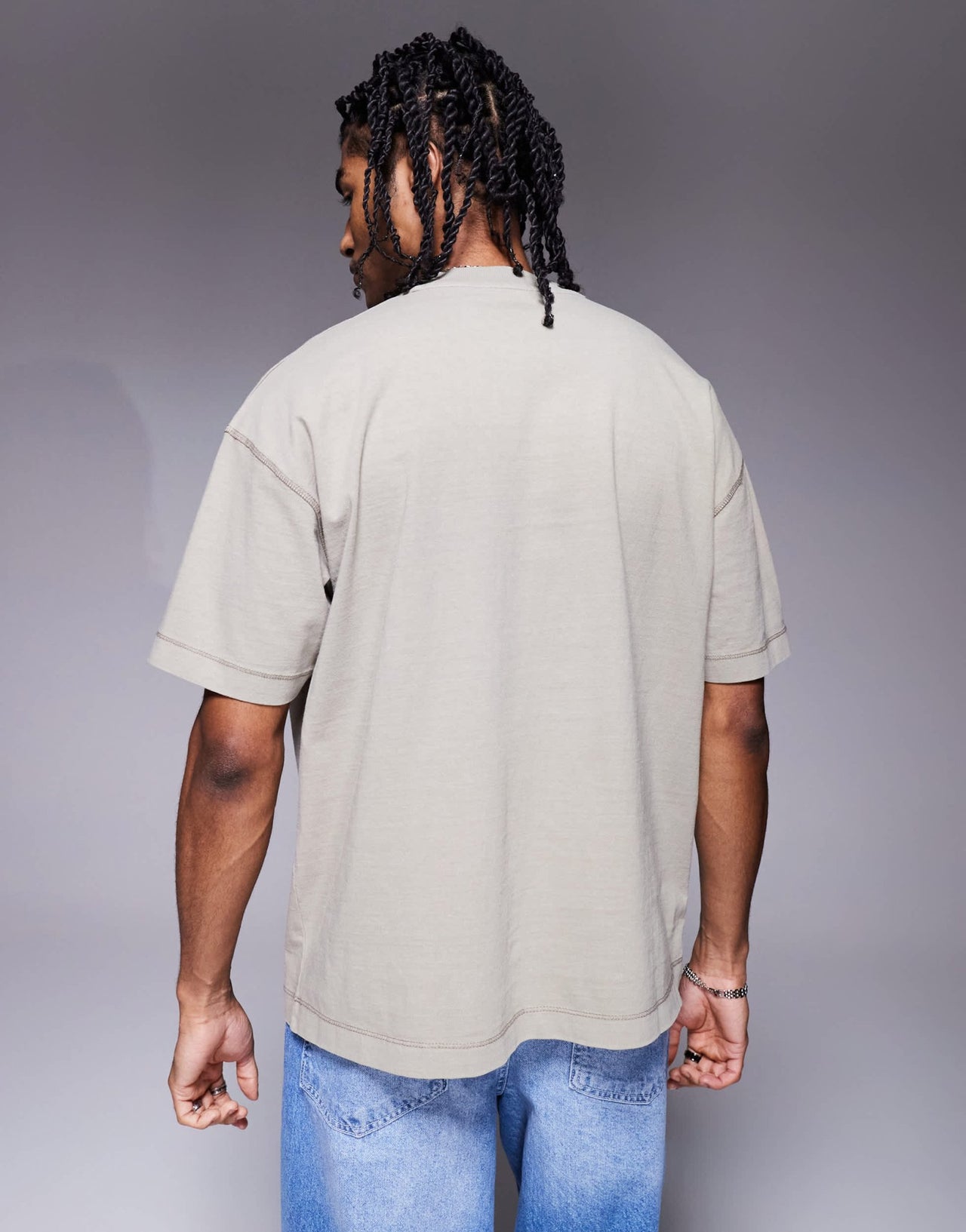 ASOS DESIGN oversized seam detail washed t-shirt in stone - ASOS Sample Sale