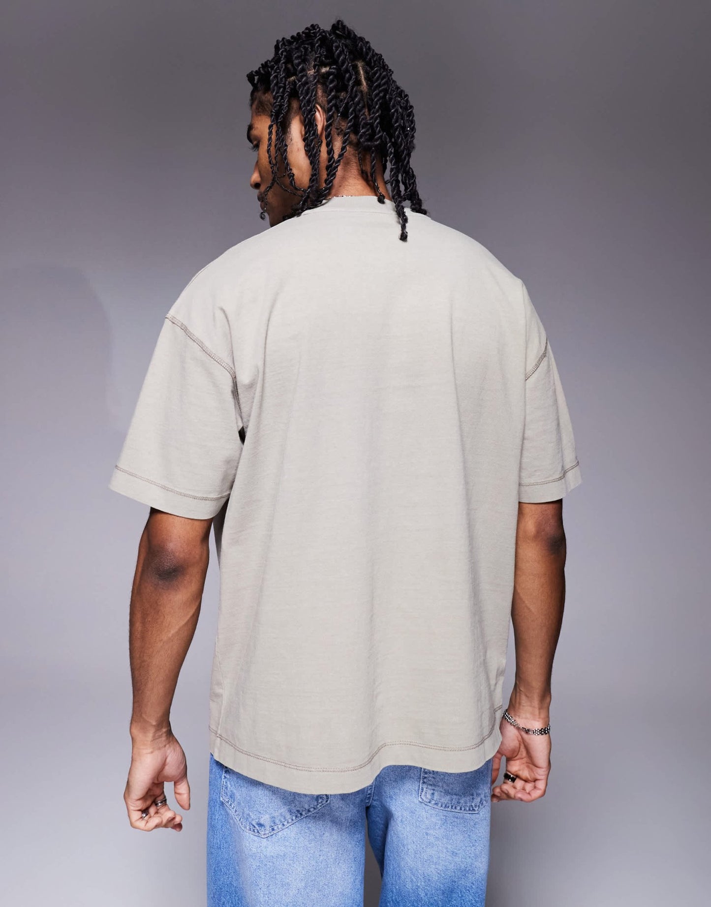ASOS DESIGN oversized seam detail washed t-shirt in stone - ASOS Sample Sale