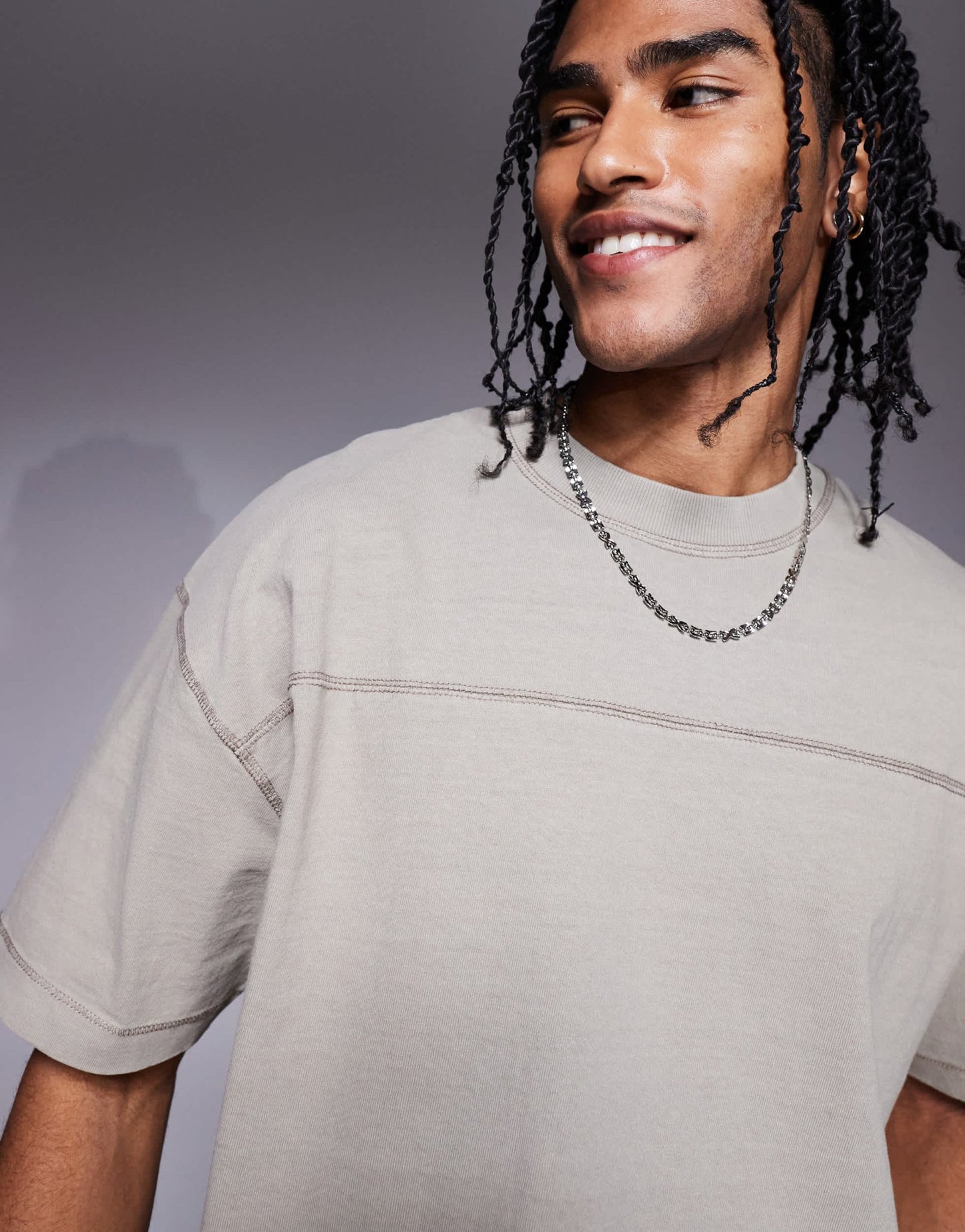 ASOS DESIGN oversized seam detail washed t-shirt in stone - ASOS Sample Sale