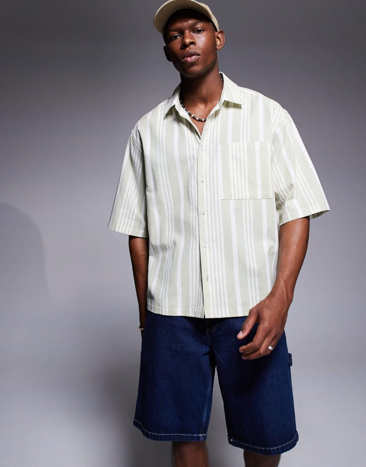 ASOS DESIGN oversized shirt in neutral stripe - ASOS Sample Sale