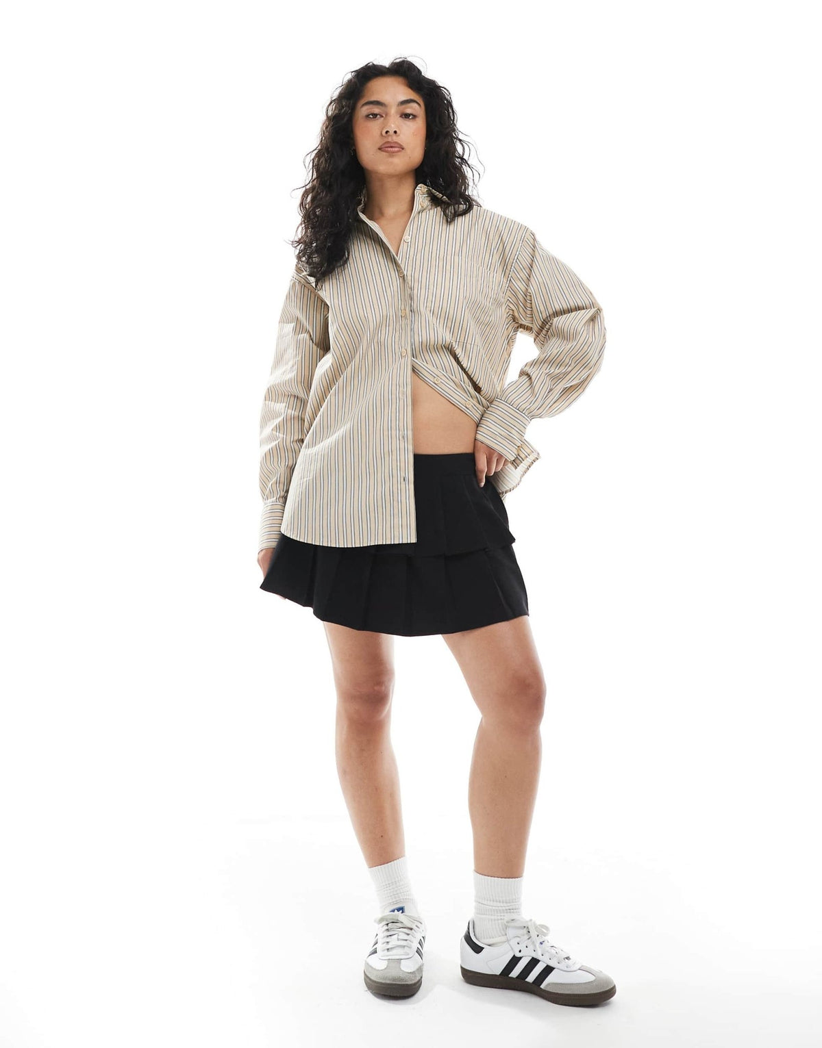 ASOS DESIGN oversized shirt in stone stripe - ASOS Sample Sale