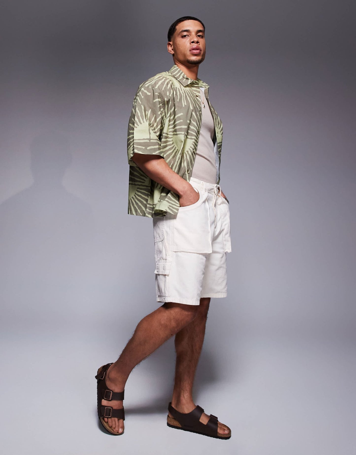 ASOS DESIGN oversized shirt with sun print in brown - ASOS Sample Sale