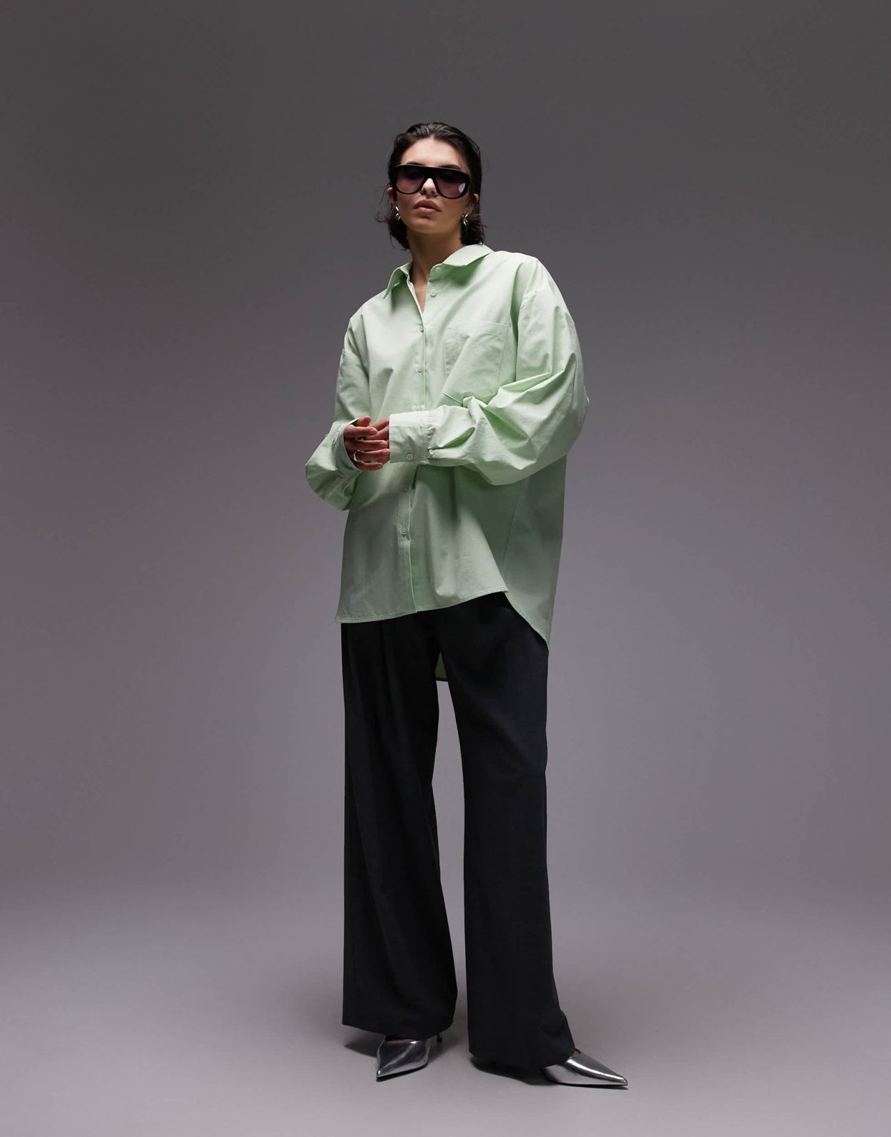 ASOS DESIGN oversized shirt with tab back detail in green - ASOS Sample Sale