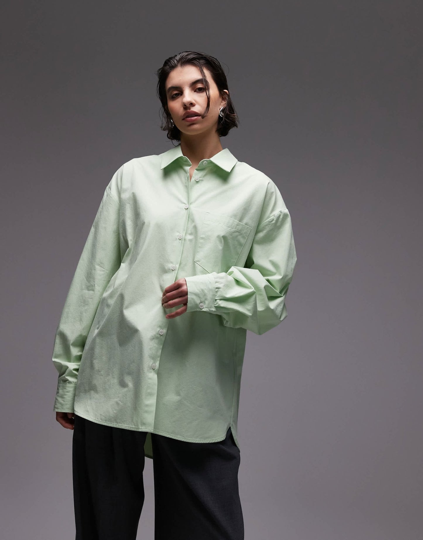 ASOS DESIGN oversized shirt with tab back detail in green - ASOS Sample Sale