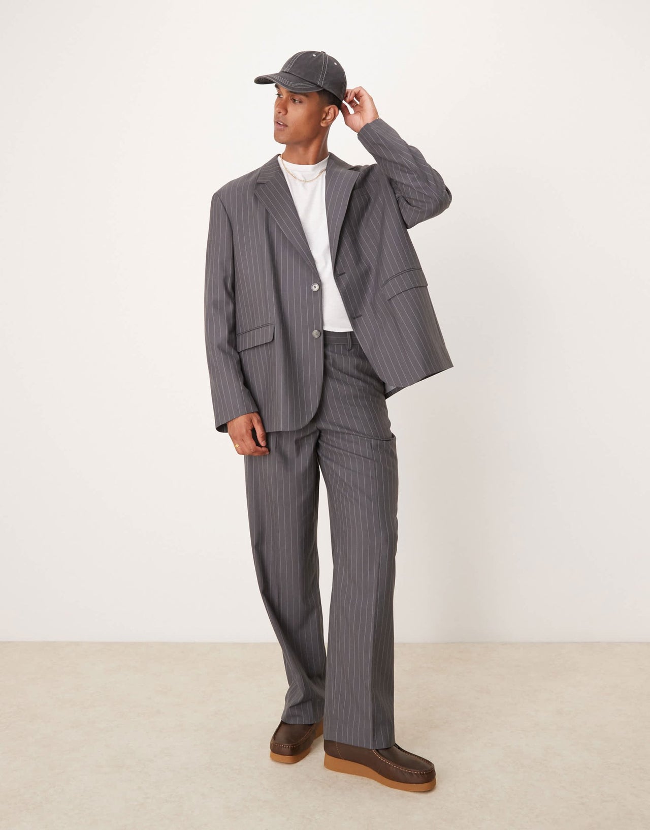ASOS DESIGN oversized slouchy blazer in charcoal pin stripe - ASOS Sample Sale