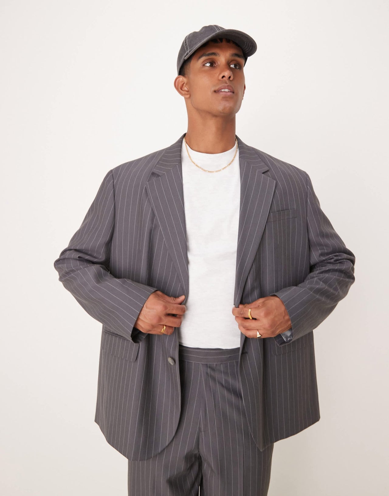 ASOS DESIGN oversized slouchy blazer in charcoal pin stripe - ASOS Sample Sale