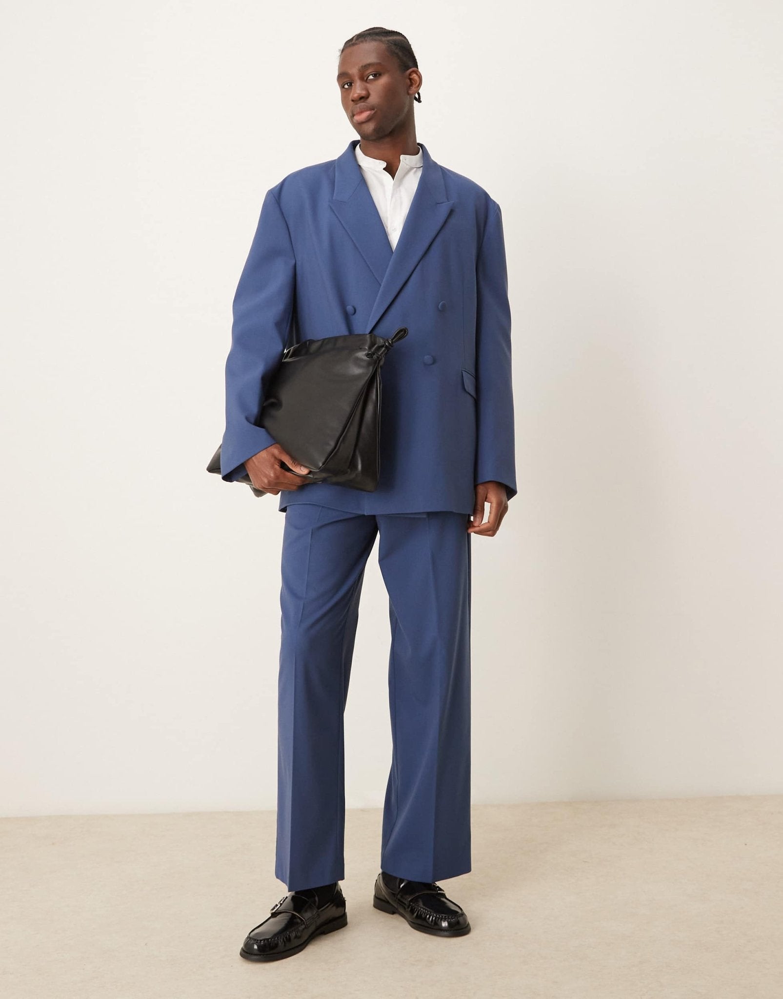 ASOS DESIGN oversized slouchy double breasted suit jacket in blue - ASOS Sample Sale