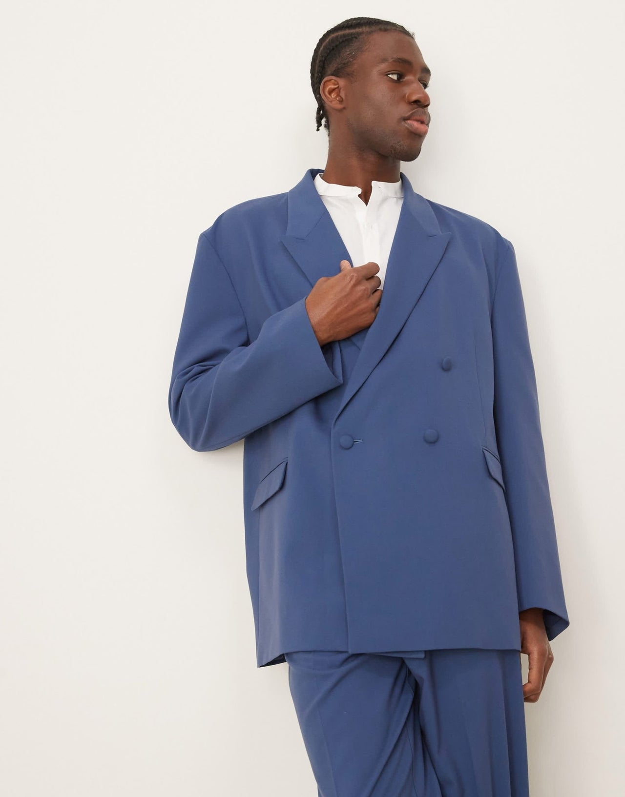 ASOS DESIGN oversized slouchy double breasted suit jacket in blue - ASOS Sample Sale