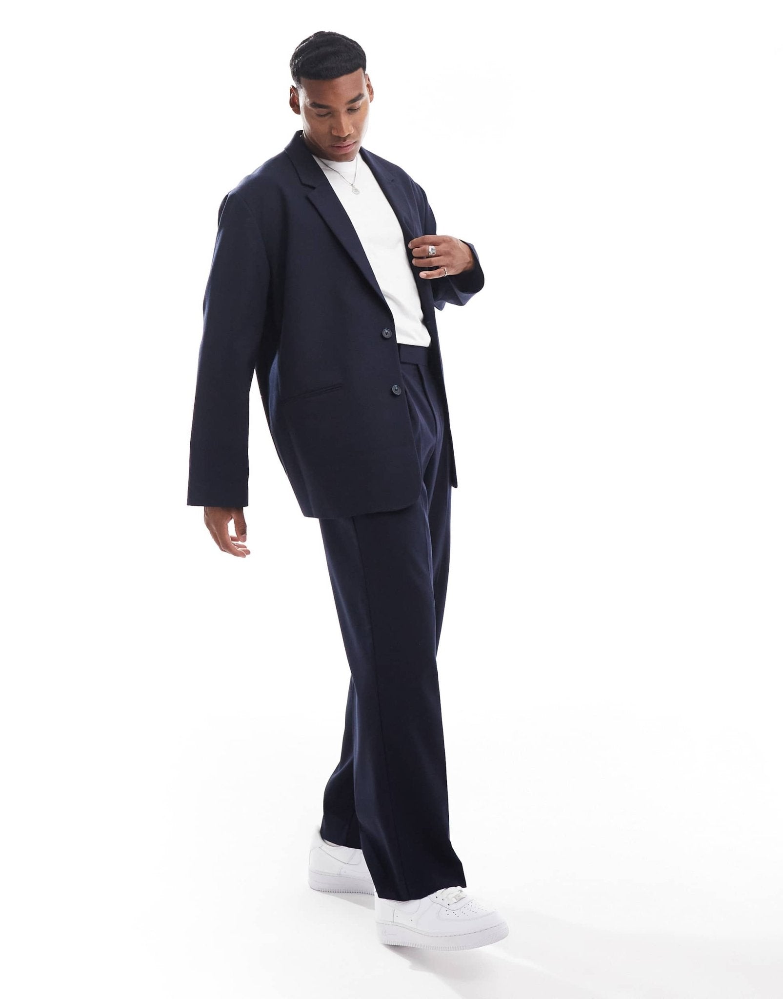 ASOS DESIGN oversized slouchy suit jacket in navy - ASOS Sample Sale