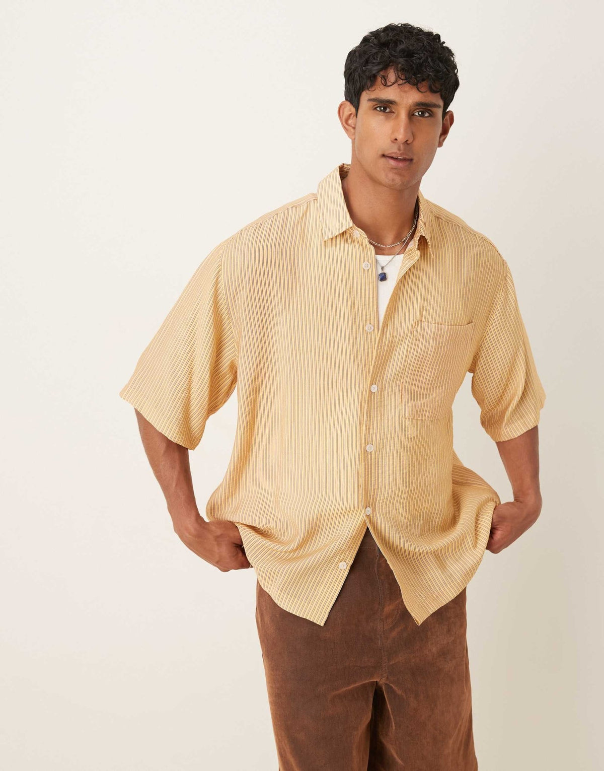 ASOS DESIGN oversized stripe shirt in yellow - ASOS Sample Sale