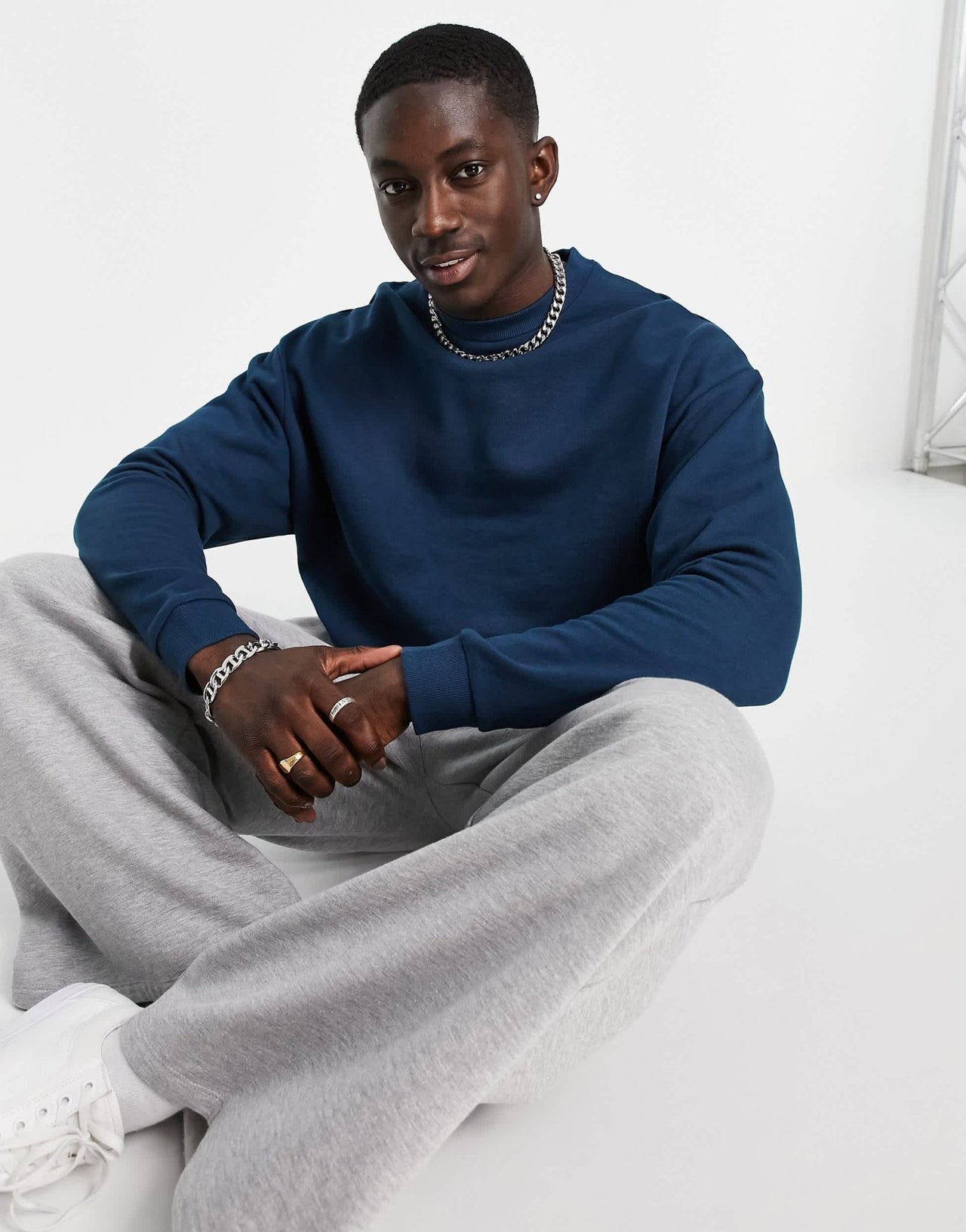 ASOS DESIGN oversized sweatshirt in navy - ASOS Sample Sale