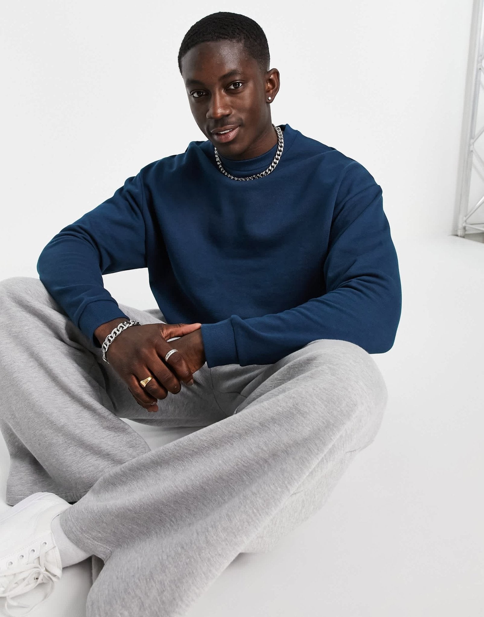 ASOS DESIGN oversized sweatshirt in navy - ASOS Sample Sale