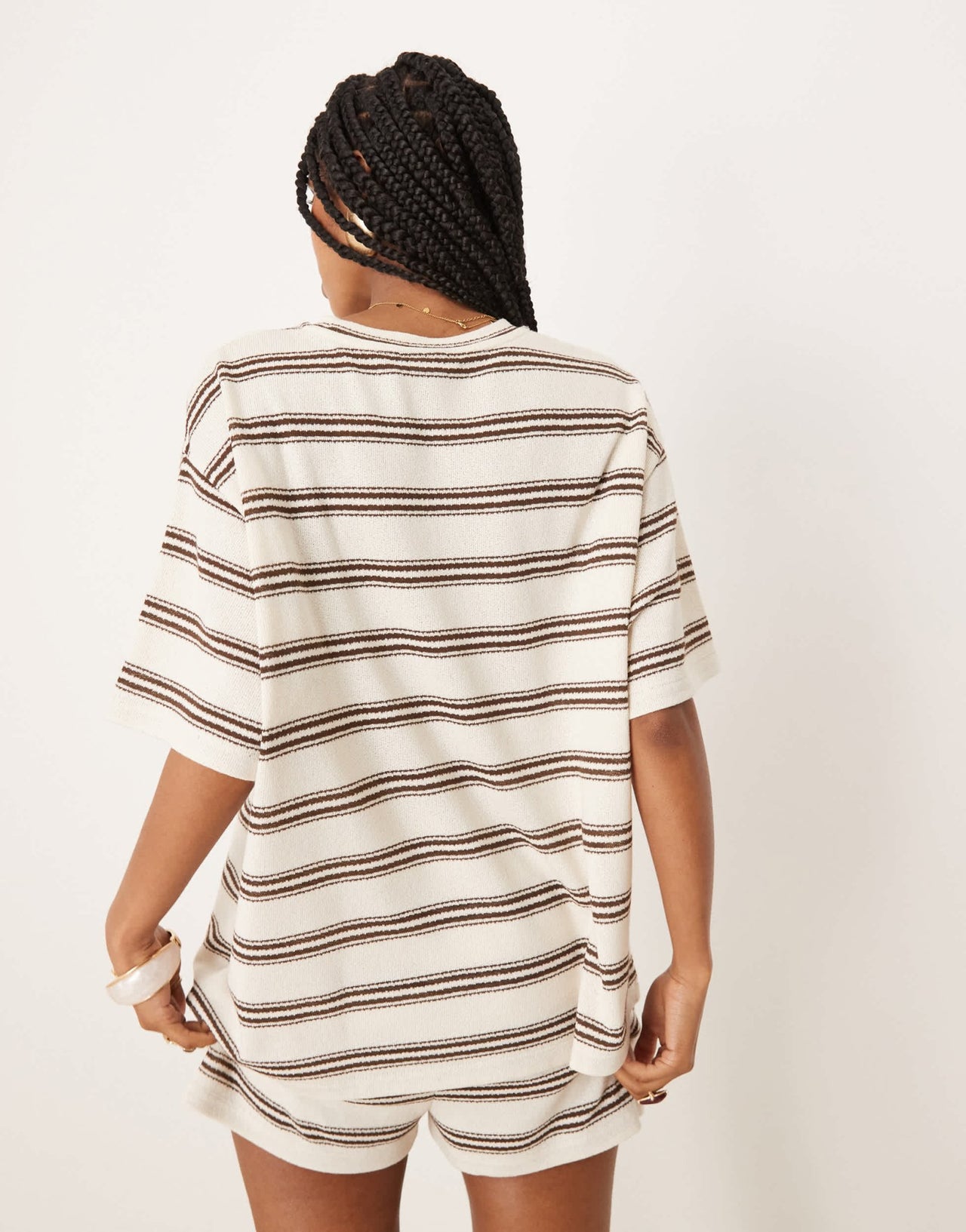 ASOS DESIGN oversized t-shirt co-ord in choc stripe - ASOS Sample Sale