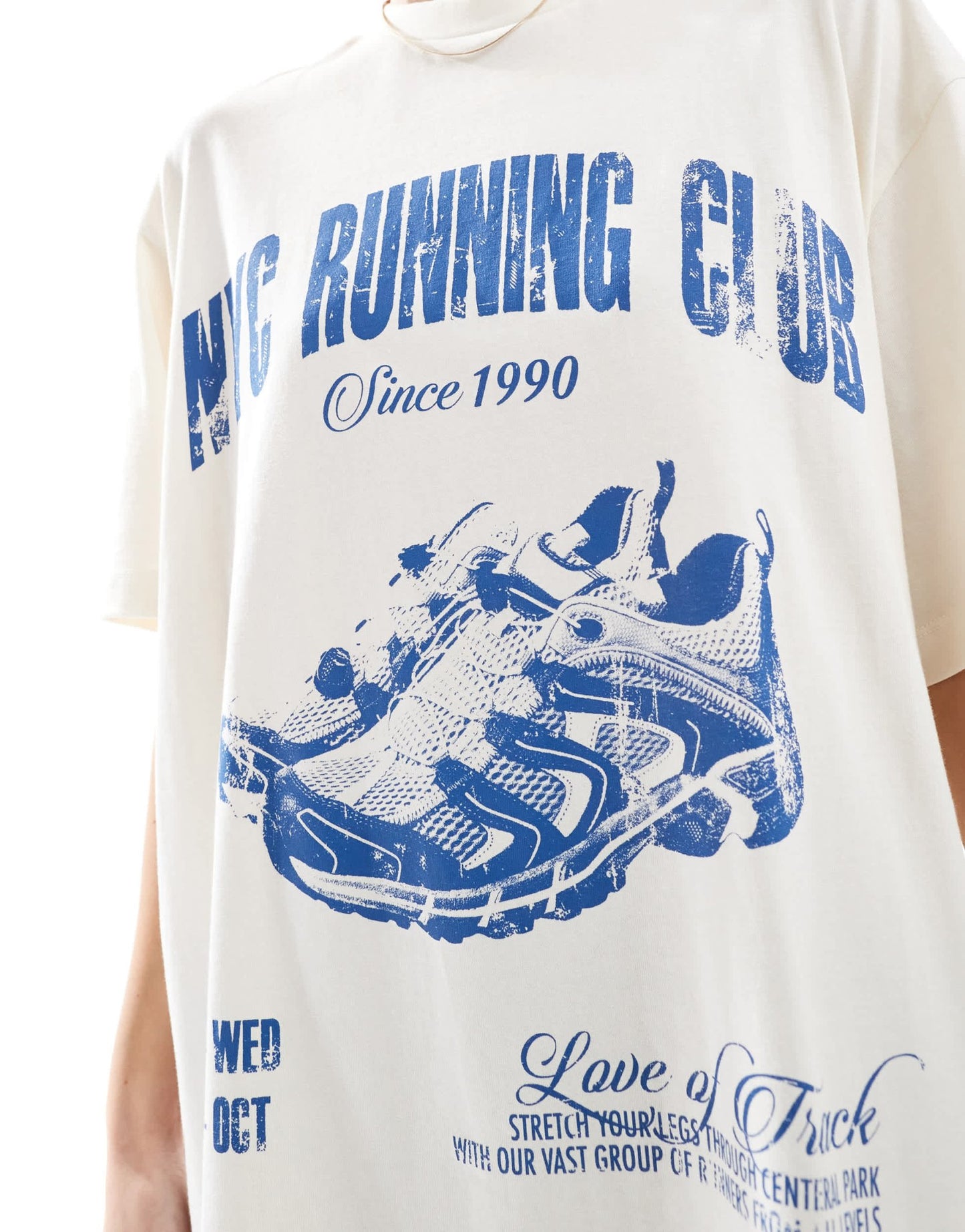 ASOS DESIGN Oversized t shirt in texture with Running Club Graphic in cream - ASOS Sample Sale