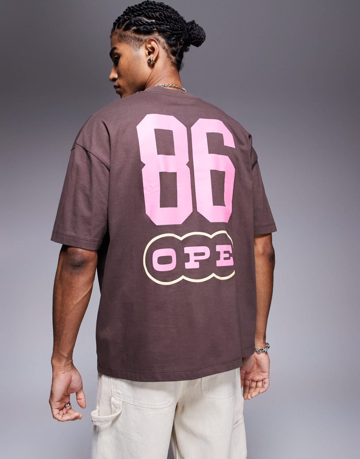 ASOS DESIGN oversized t-shirt wit sports graphic in brown - ASOS Sample Sale