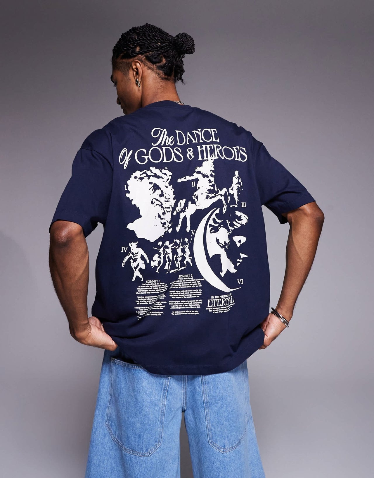 ASOS DESIGN oversized t-shirt with back graphic in navy - ASOS Sample Sale