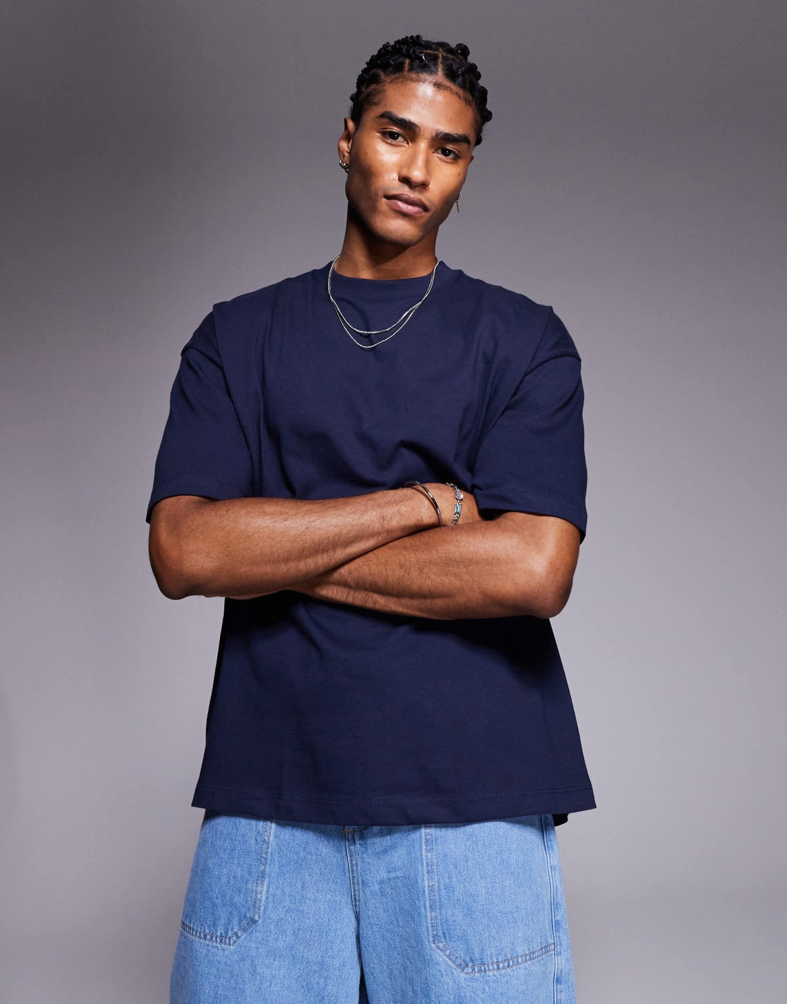 ASOS DESIGN oversized t-shirt with back graphic in navy - ASOS Sample Sale
