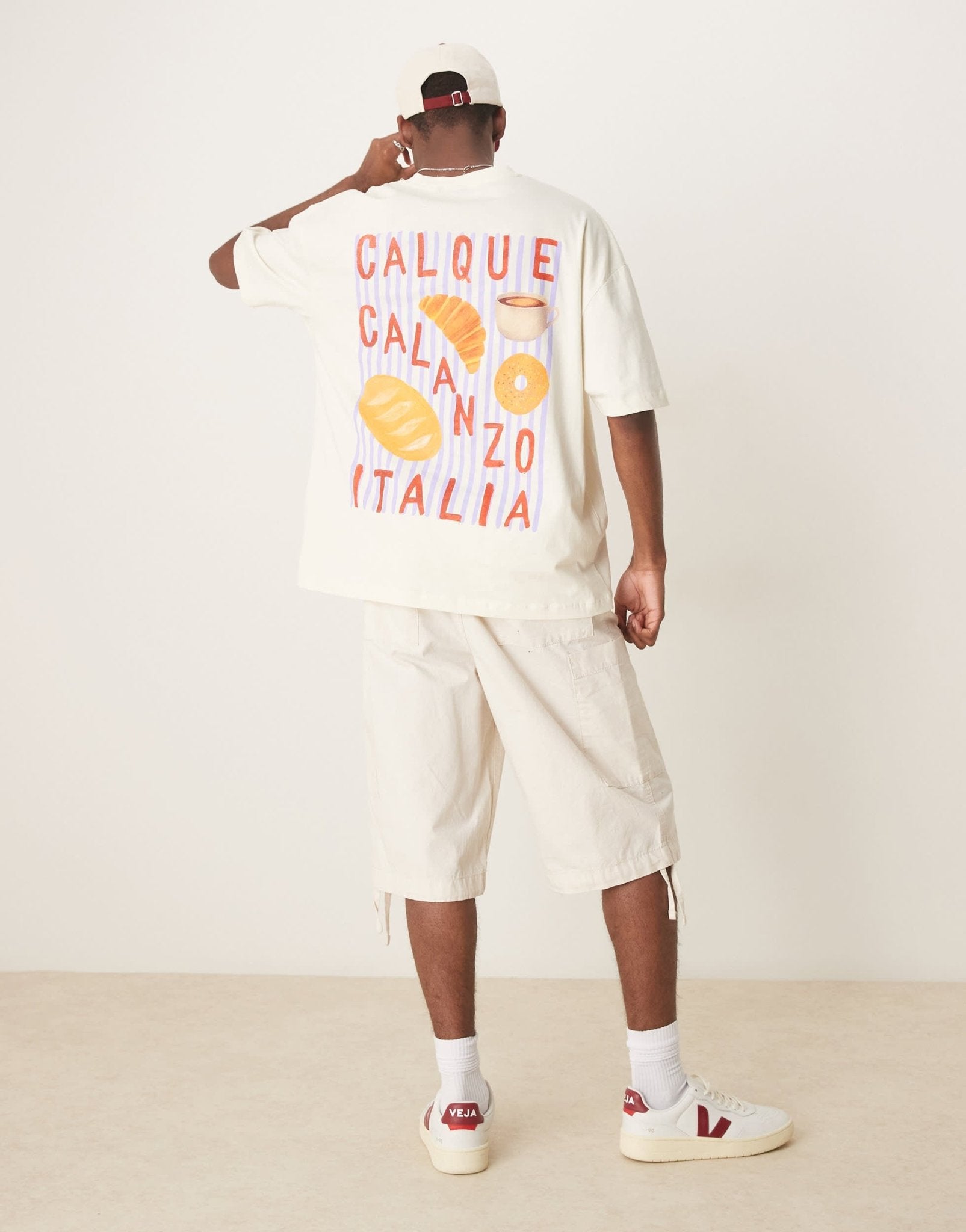 ASOS DESIGN oversized t-shirt with back graphic in tofu - ASOS Sample Sale