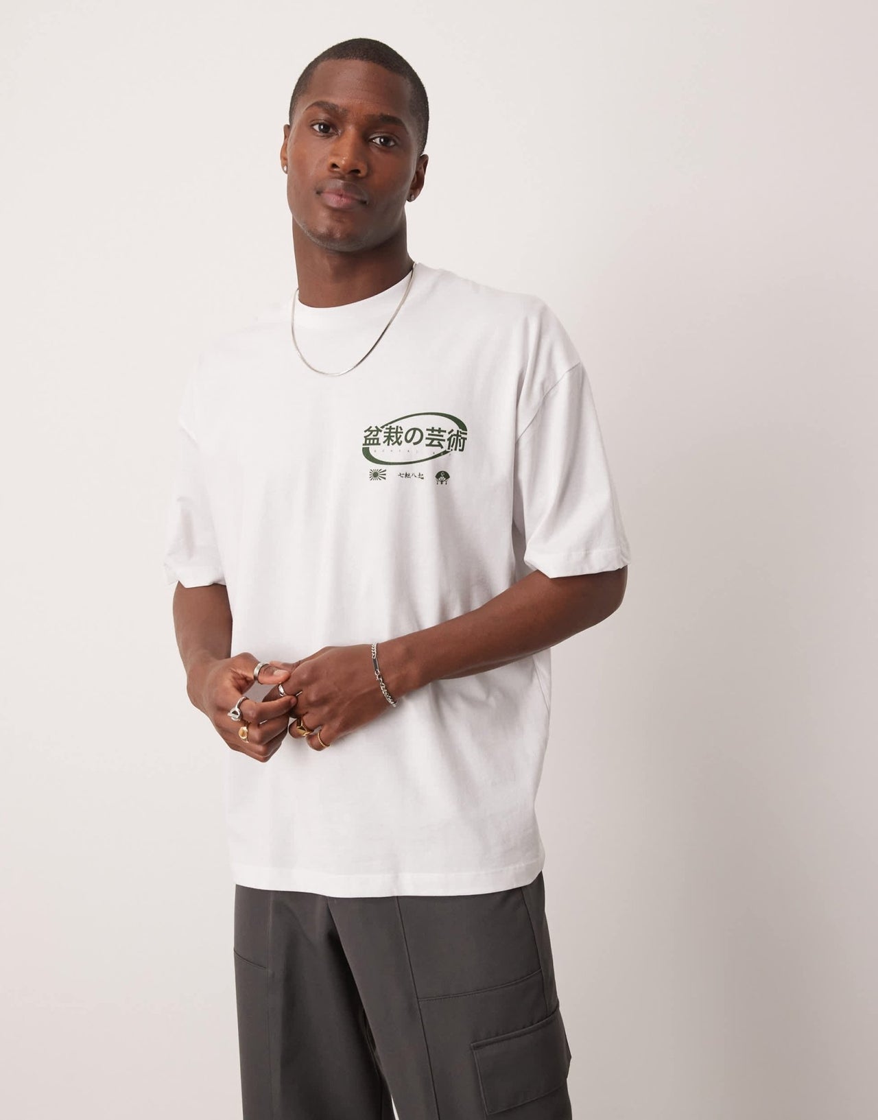 ASOS DESIGN oversized t-shirt with bonsai graphic in white - ASOS Sample Sale