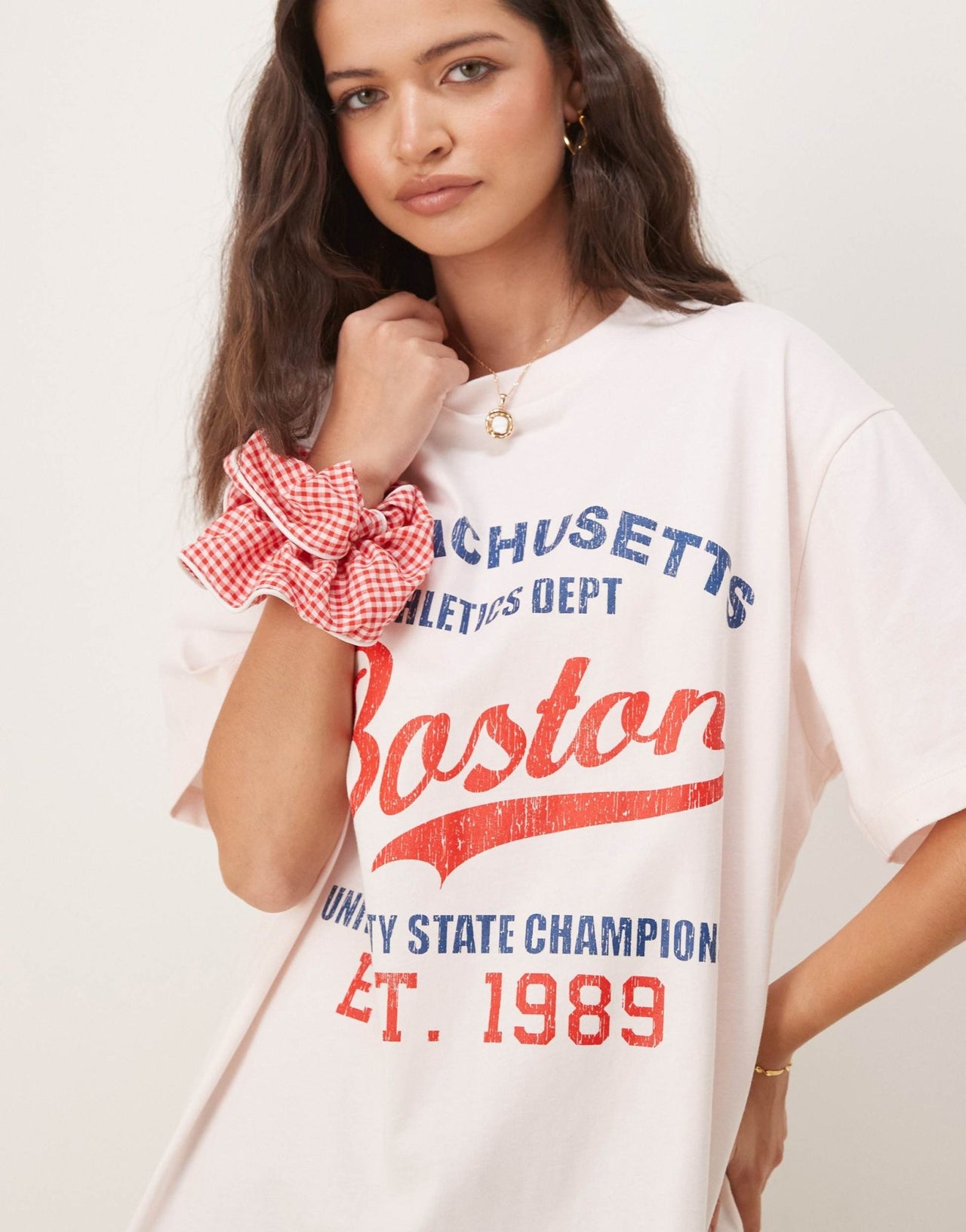 ASOS DESIGN Oversized T-shirt with Boston graphic in pink - ASOS Sample Sale