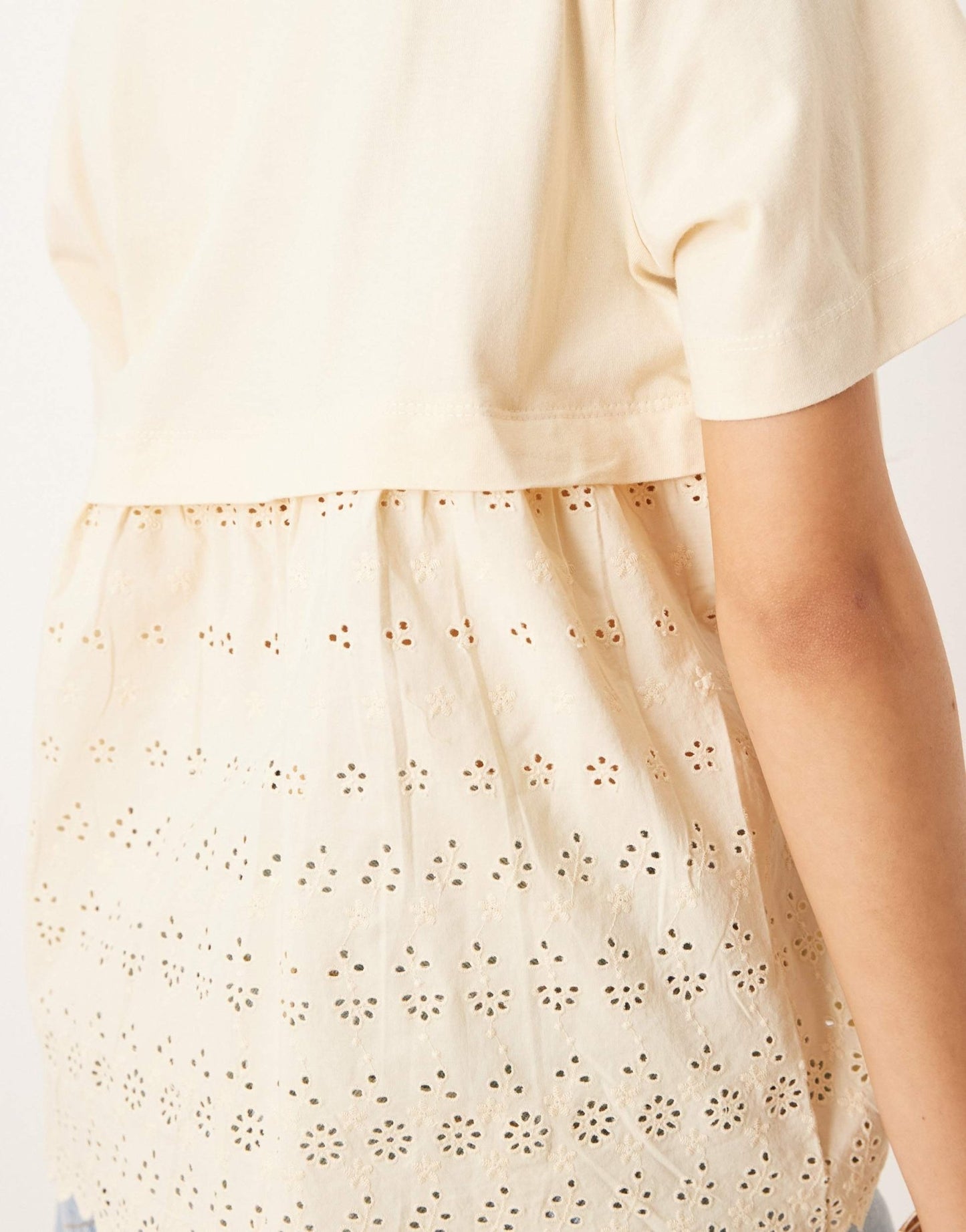 ASOS DESIGN oversized t-shirt with broderie back detail in washed cream - ASOS Sample Sale