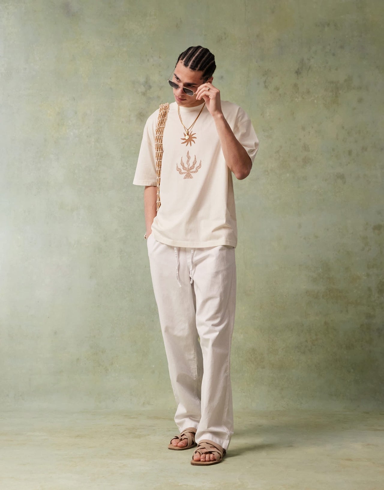 ASOS DESIGN oversized t-shirt with celestial graphic in cream - ASOS Sample Sale