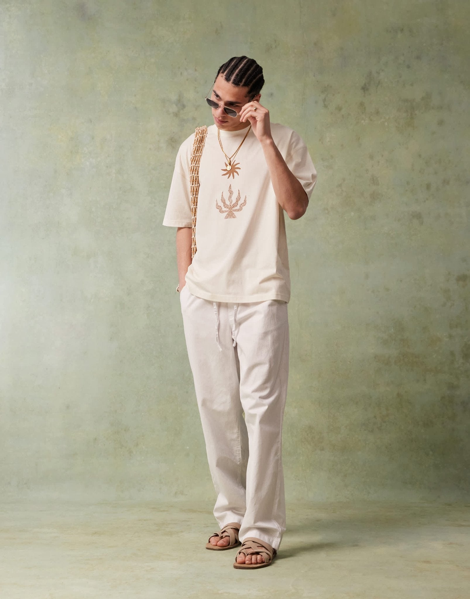 ASOS DESIGN oversized t-shirt with celestial graphic in cream - ASOS Sample Sale