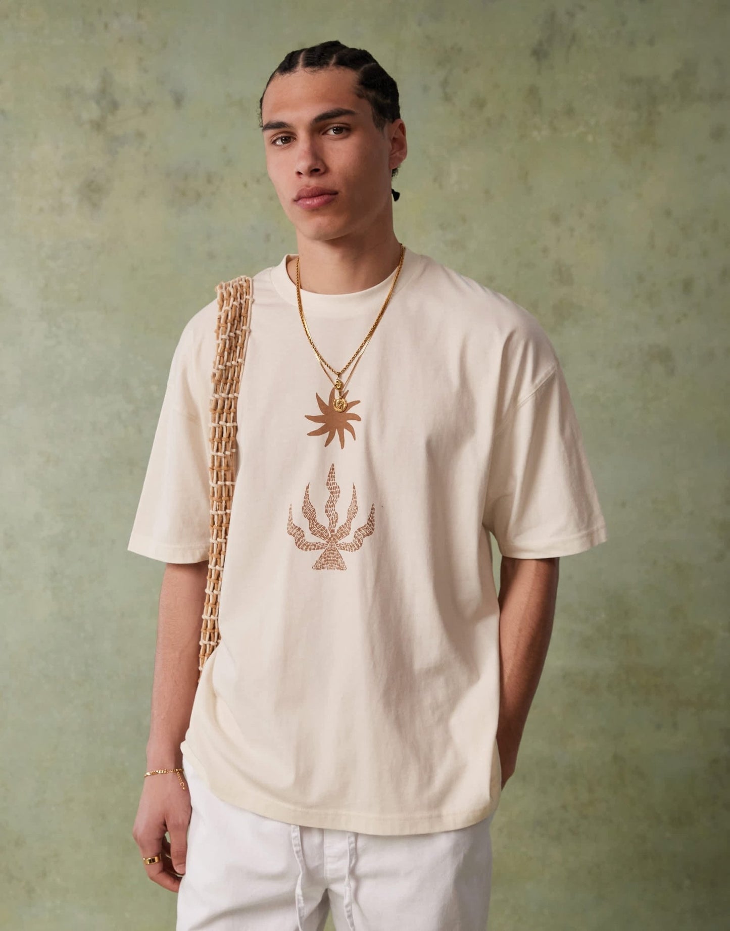 ASOS DESIGN oversized t-shirt with celestial graphic in cream - ASOS Sample Sale