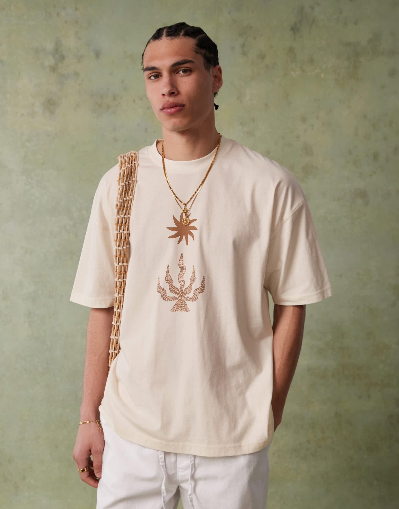 ASOS DESIGN oversized t-shirt with celestial graphic in cream - ASOS Sample Sale