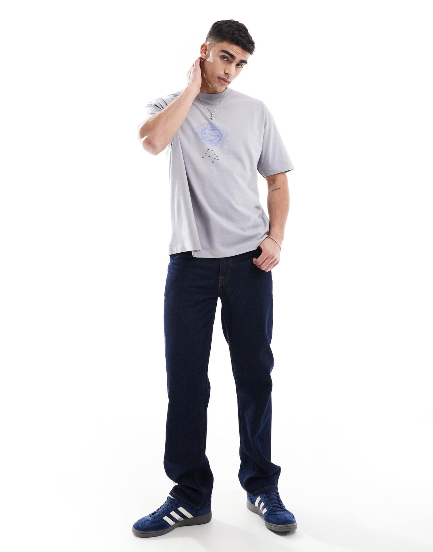 ASOS DESIGN oversized t-shirt with celestial graphic in grey - ASOS Sample Sale