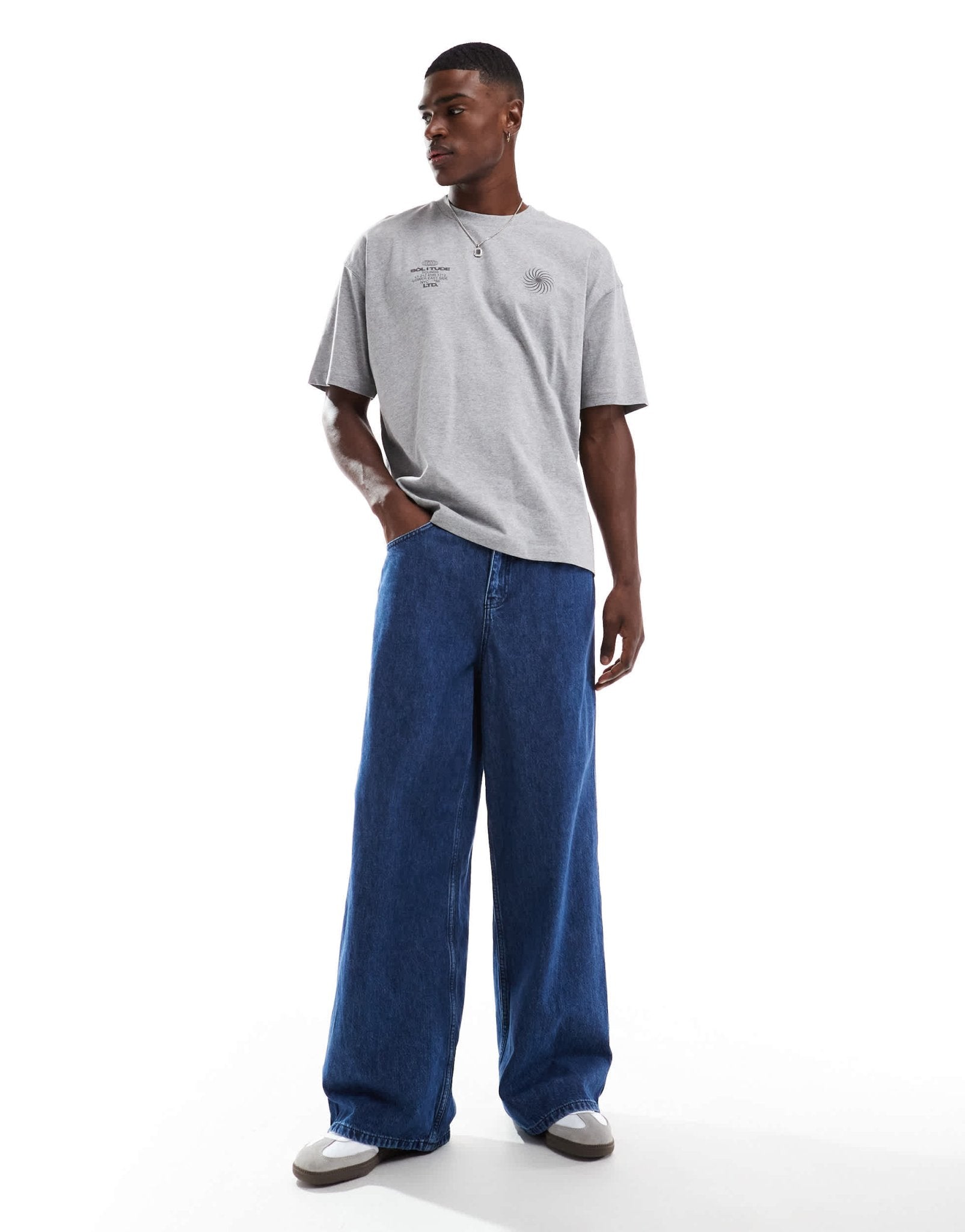 ASOS DESIGN oversized t-shirt with celestial graphic in grey marl - ASOS Sample Sale