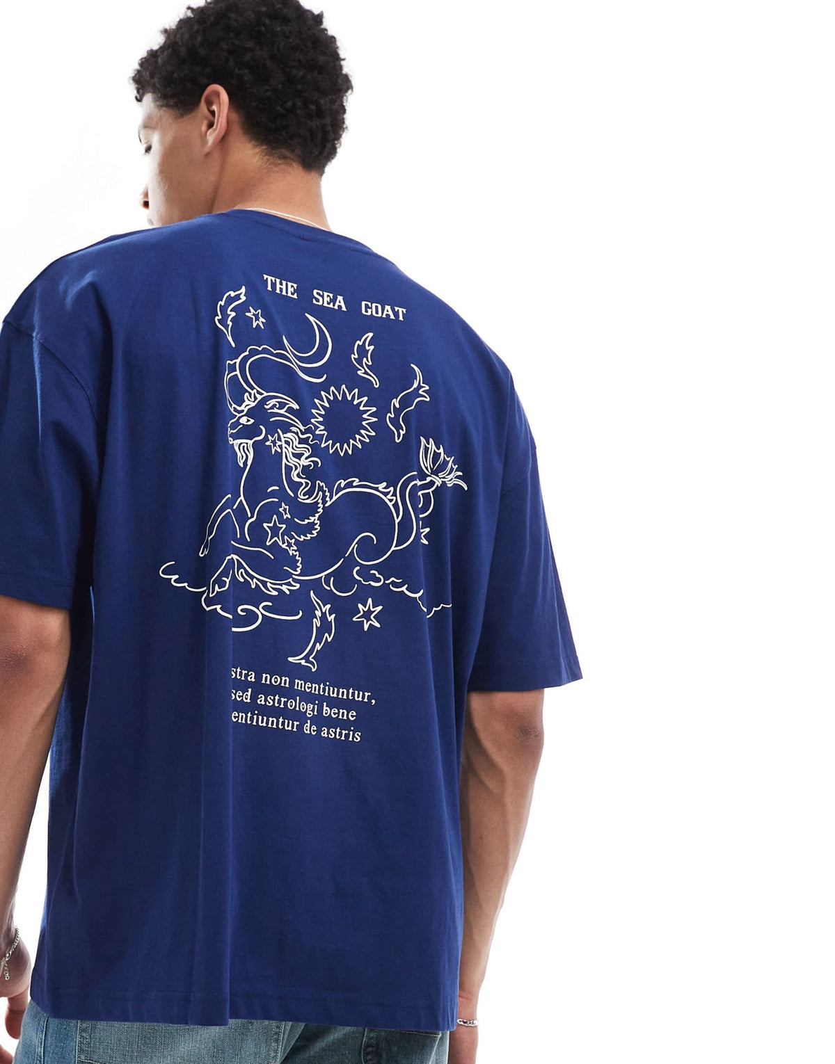 ASOS DESIGN oversized t-shirt with celestial graphic in navy - ASOS Sample Sale