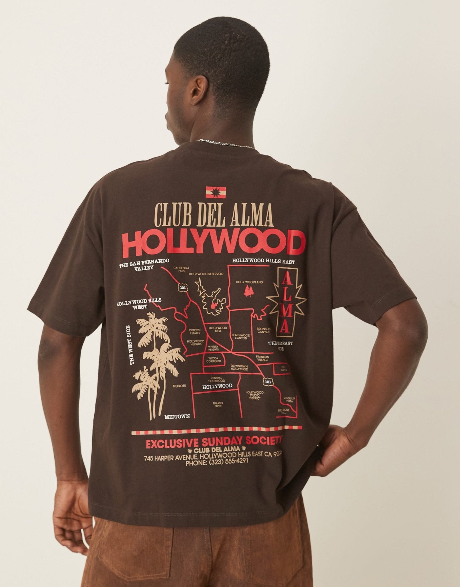 ASOS DESIGN oversized t-shirt with city graphic in brown - ASOS Sample Sale