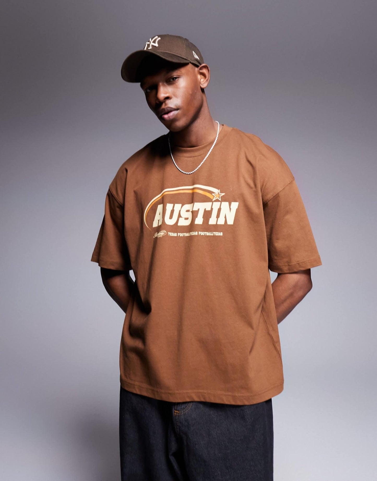 ASOS DESIGN oversized t-shirt with city graphic in brown - ASOS Sample Sale